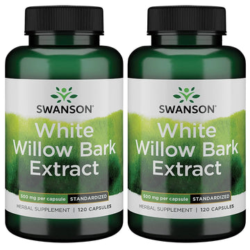 Swanson White Willow Bark Extract - Promotes Joint Support and Muscle Relief - Standardized to 15% Salicin - Natural Supplement with No Stomach Irritation - (120 Capsules, 500mg Each) (2 Pack) Swanson uk supplements