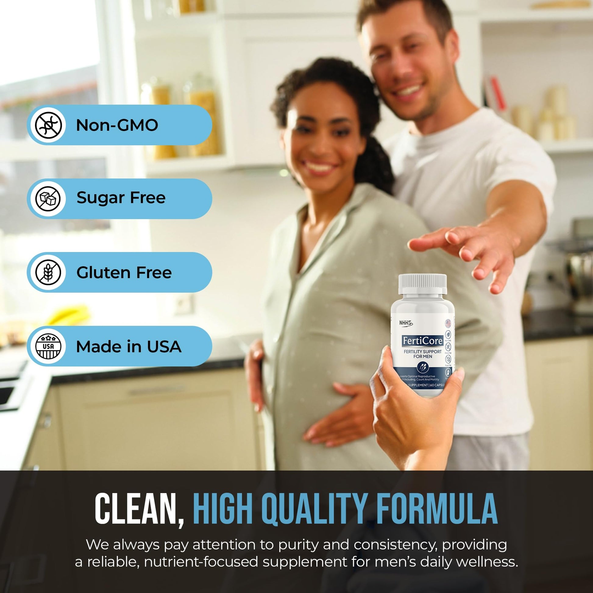 NHHS FertiCore – Men’s Fertility & Reproductive Wellness Supplement – Supports Sperm Health, Motility & Vitality – with Vitamins, Minerals, Amino Acids & Antioxidants – Made in USA, 60 Capsules NHHS uk supplements