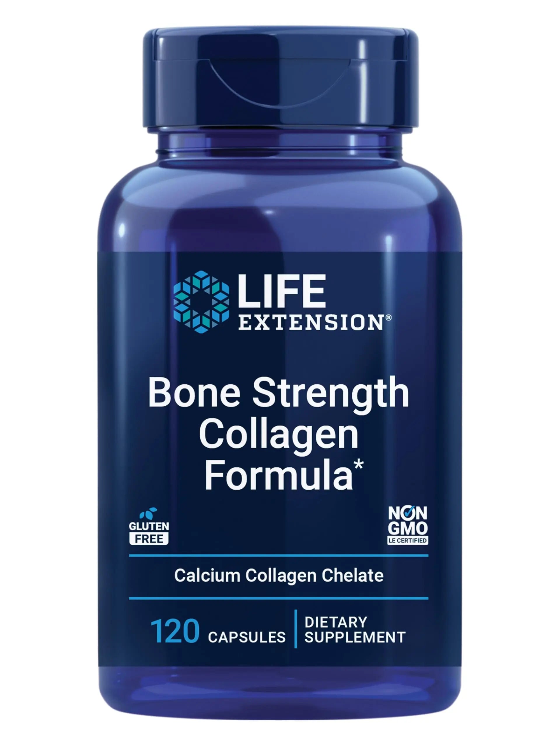 Life Extension Bone Strength Collagen Formula, Calcium Collagen chelate, Calcium fructoborate, Vitamin D3, Magnesium Citrate, Silicon, Boron, Gluten-Free, Non-GMO, 120 Capsules Life Extension uk supplements