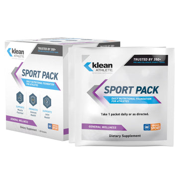 Klean Athlete Klean Sport Pack - Contains Magnesium Glycinate, Vitamin D & Omega-3 - Supports Muscle, Joint & Immune Health - NSF Certified - Daily Nutritional Supplement for Athletes - 30 Packets Klean Athlete uk supplements