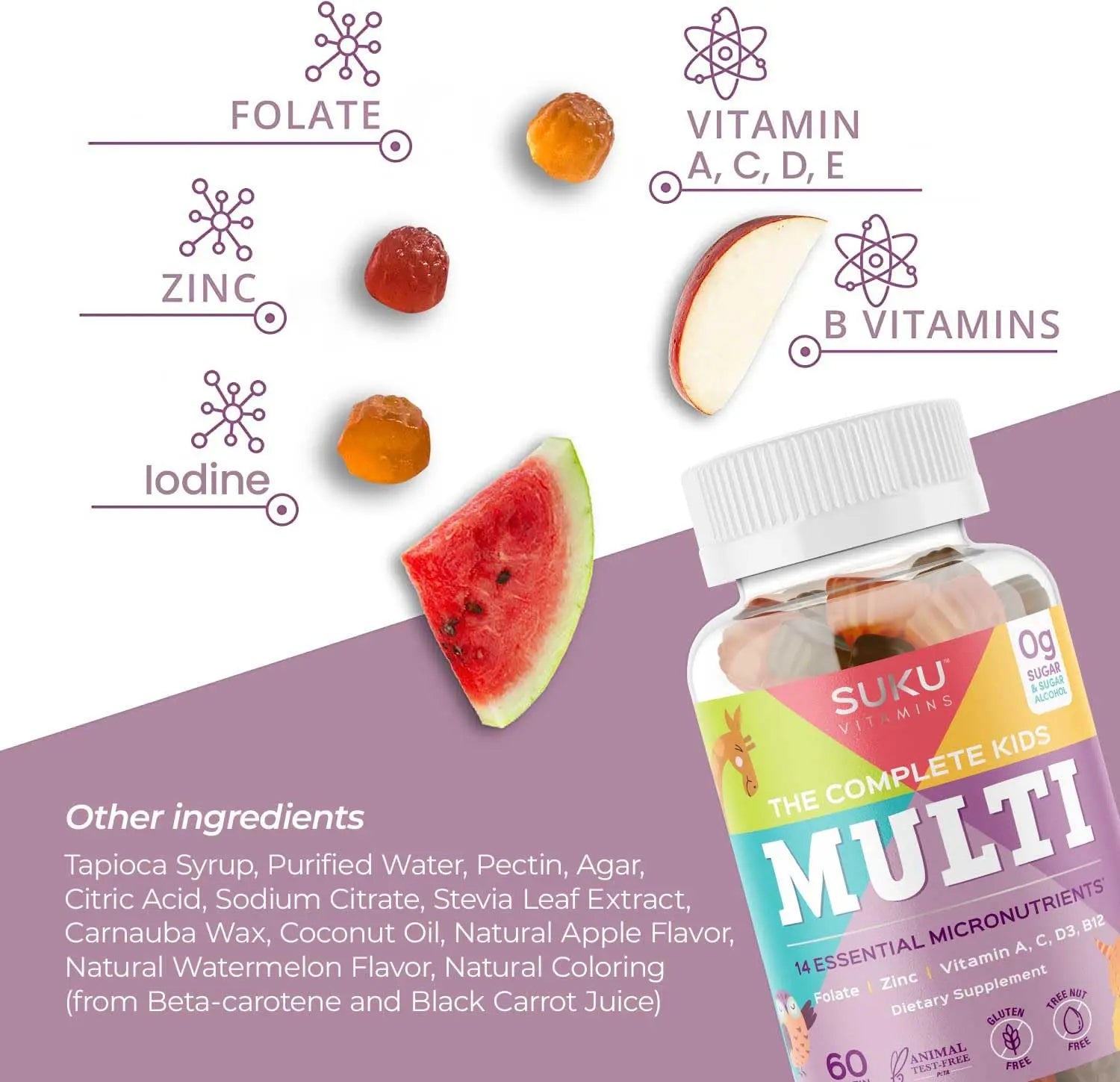 SUKU The Complete Kids Multivitamin Gummies – Vitamins A, C, D, E, B6, B12, Folate & Zinc – Immune Support SUKU uk supplements