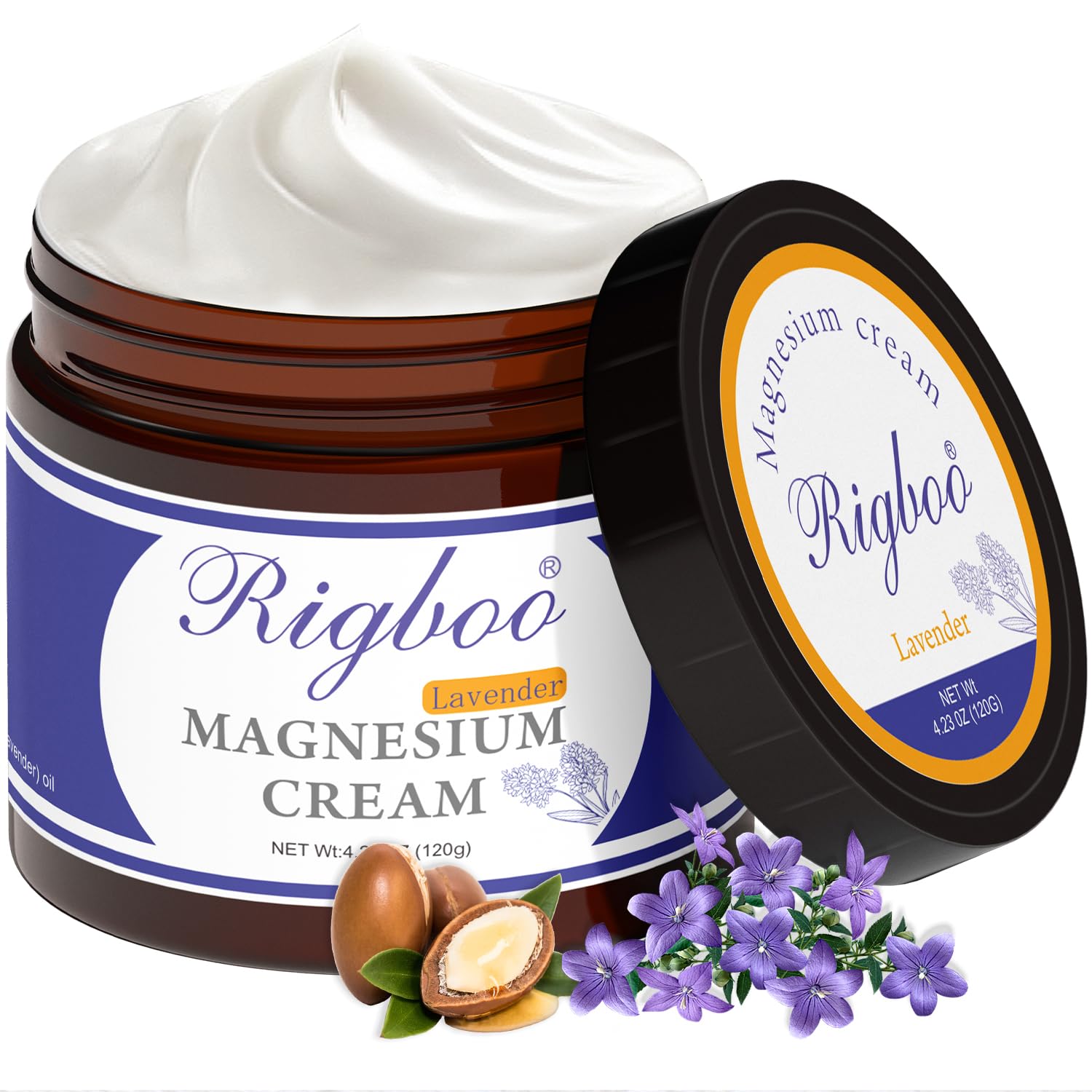 RIGBOO Magnesium Lotion for Sleep, Magnesium Cream, Muscle Relief and Relaxation Non-Greasy, Fast Absorbing Body Lotion with Coconut Oil with Chamomile, Safe for Sensitive Skin (Lavender) RIGBOO uk supplements