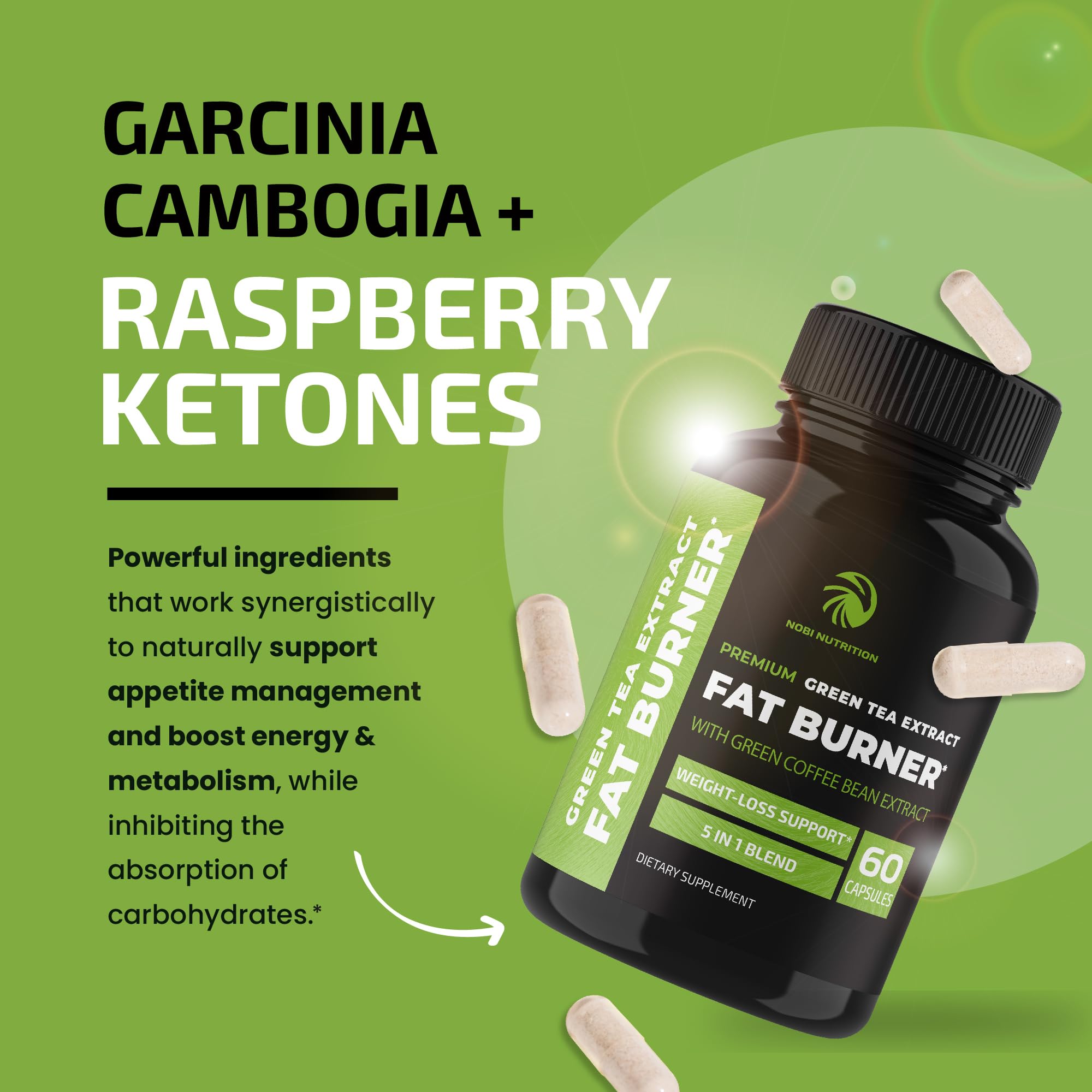 Green Tea Weight Loss Pills with Green Coffee Bean Extract | Belly Fat Burner, Metabolism Nobi Nutrition uk supplements