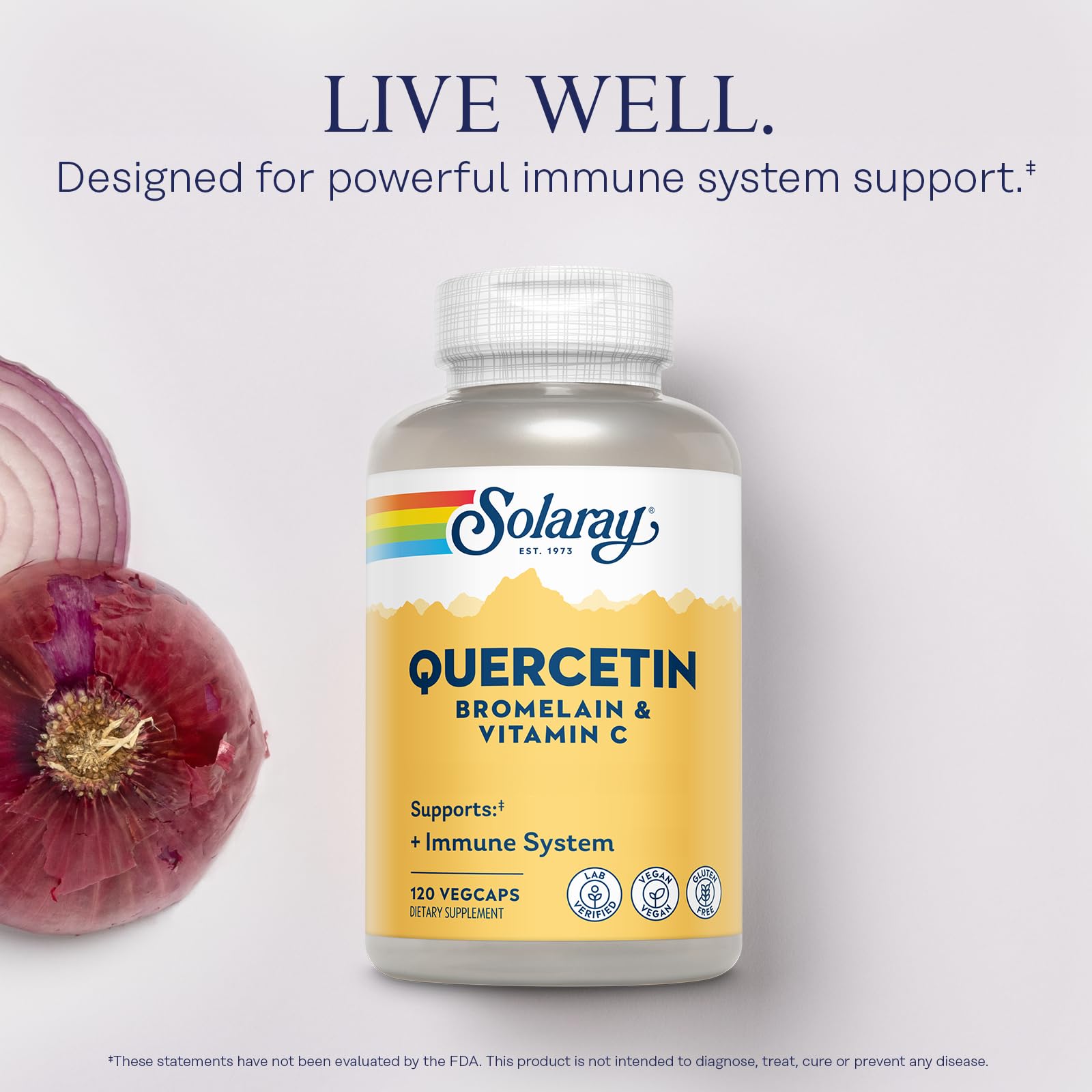 SOLARAY QBC Plex | Quercetin & Bromelain Plus Vitamin C | Year Round Immune Function & Respiratory Health Support | Non-GMO & Vegan | 120 VegCaps SOLARAY uk supplements
