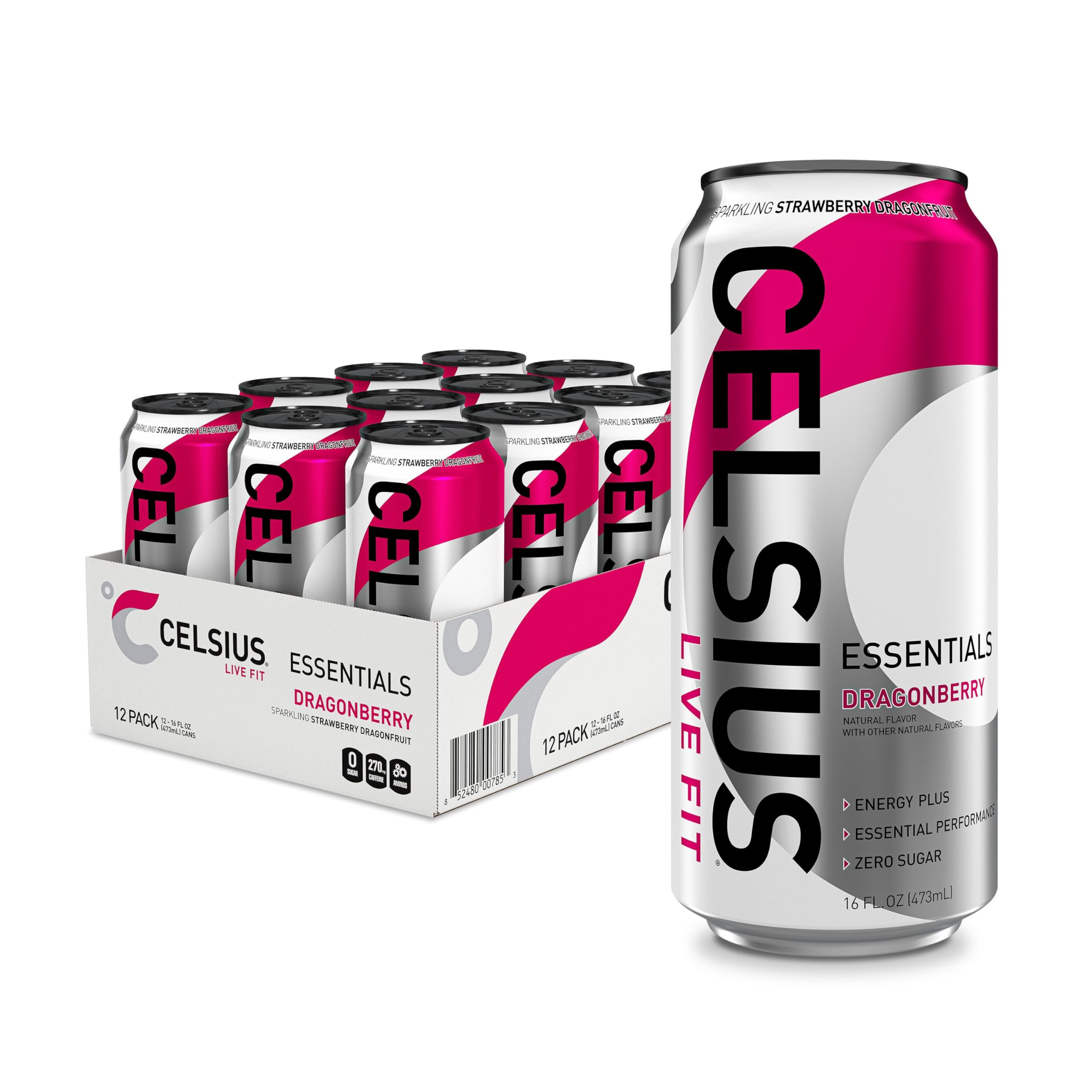 CELSIUS ESSENTIALS, Sparkling Dragonberry, Performance Energy Drink 16 Fl Oz CELSIUS uk supplements