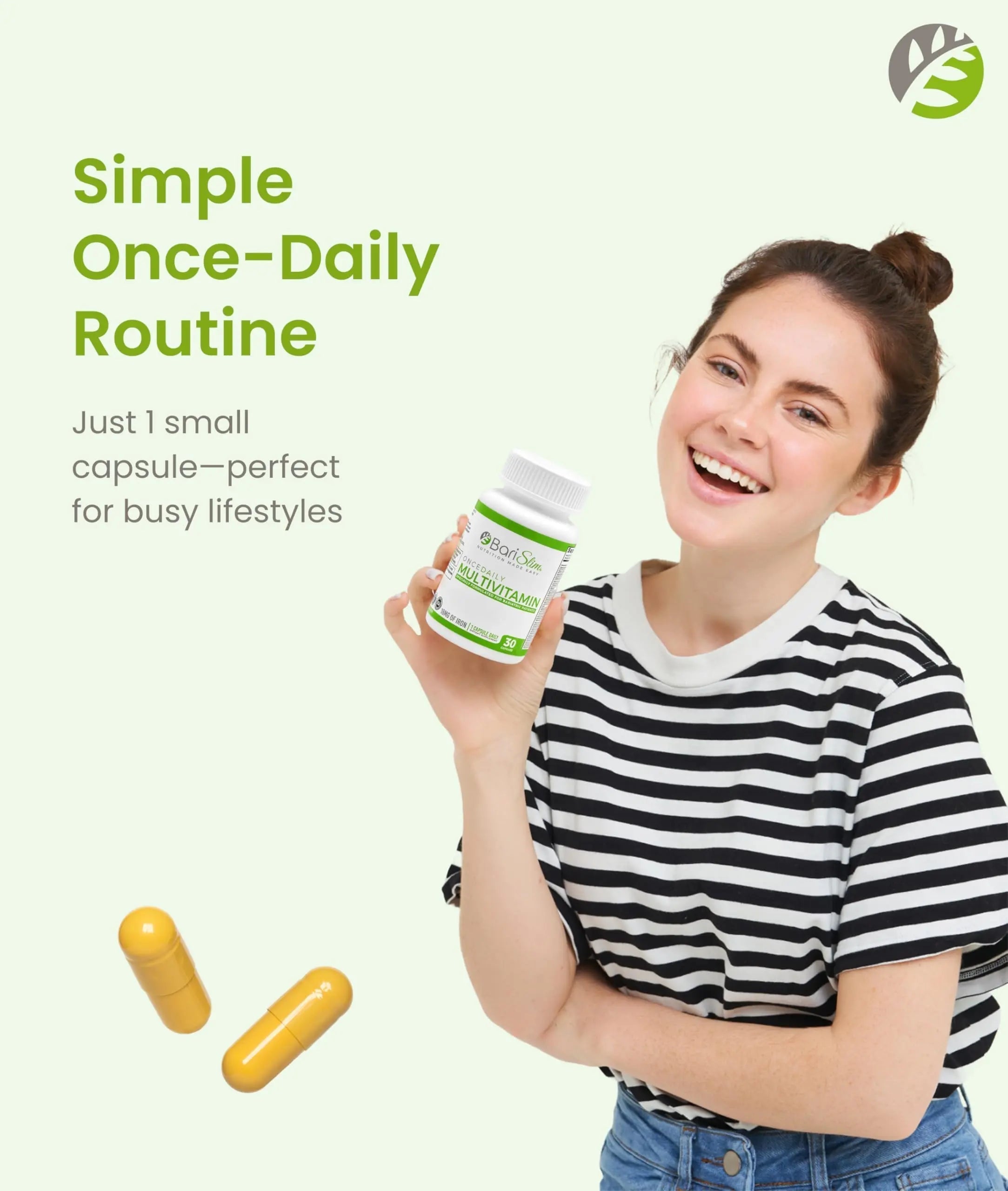 BariSlim Once Daily Bariatric Multivitamin Capsule - 18mg of Iron - Bariatric Vitamin & Supplement for Post Surgery Including Gastric Bypass BariSlim uk supplements