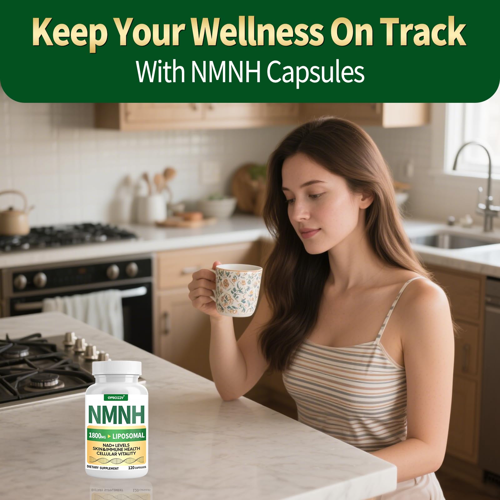 NMNH Supplement 1000mg - Nicotinamide Mononucleotide Alternative, Boost NAD+ with Liposomal Resveratrol & Nicotinamide Riboside NR, for Healthy Cellular, Aging, Energy, 120 Vegan Non-GMO Capsules Qmiozzy uk supplements