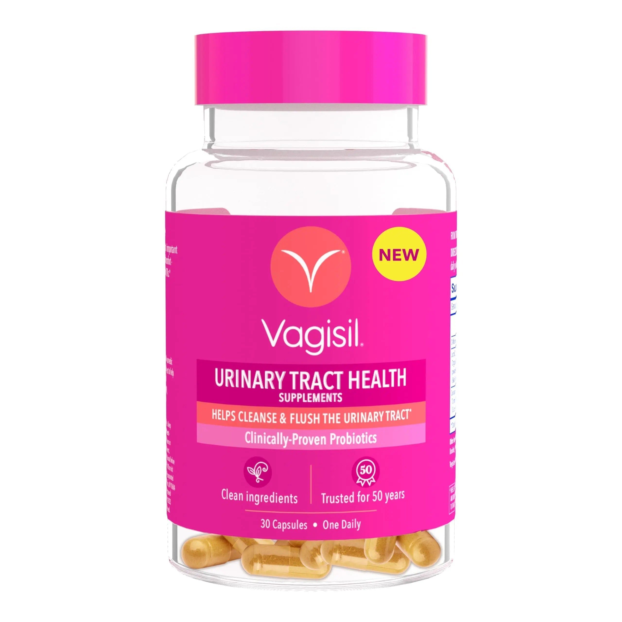 Vagisil Urinary Tract Health Supplements, Clinically-Proven Probiotics, Protects Urinary Tract Health, Clean Ingredients, Helps Cleanse and Flush UTI-Causing Bacteria, 1 Capsule Daily, 30 Capsules Vagisil uk supplements