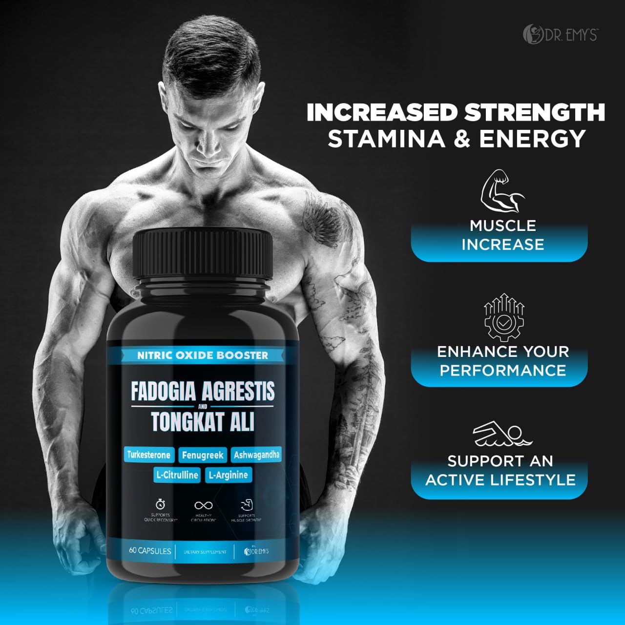 (2 Pack) Tongkat Ali Fadogia Agrestis Nitric Oxide Ashwagandha Supplement for Men Dr. Emy's uk supplements