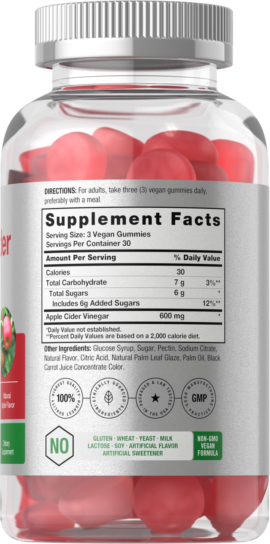 Vegan Apple Cider Vinegar Gummies | 90 Count | ACV Supplement | Natural Apple Flavor Horbäach uk supplements