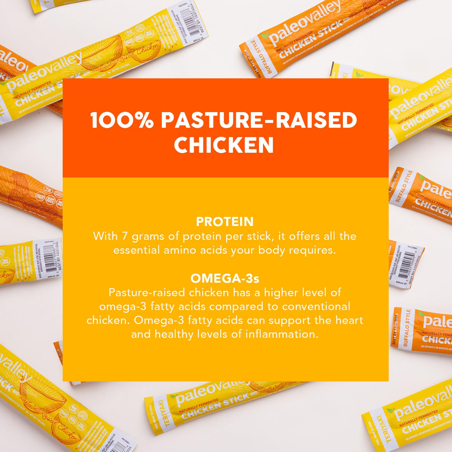 Paleovalley Pasture-Raised Chicken Sticks – 10 Pack – 7g Protein per Stick – Keto-Friendly, Paleo, Gluten-Free, Nitrate-Free – On-the-Go Snack (10 Pack, Teriyaki) Paleovalley uk supplements