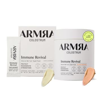 ARMRA Colostrum™ Premium Powder, Grass Fed, Gut Health Bloating Immunity Skin & Hair, Contains 400+ Bioactive Nutrients, Potent Bioavailable, Keto, Gluten & Fat Free (Unflavored 30｜Blood Orange 90) ARMRA uk supplements