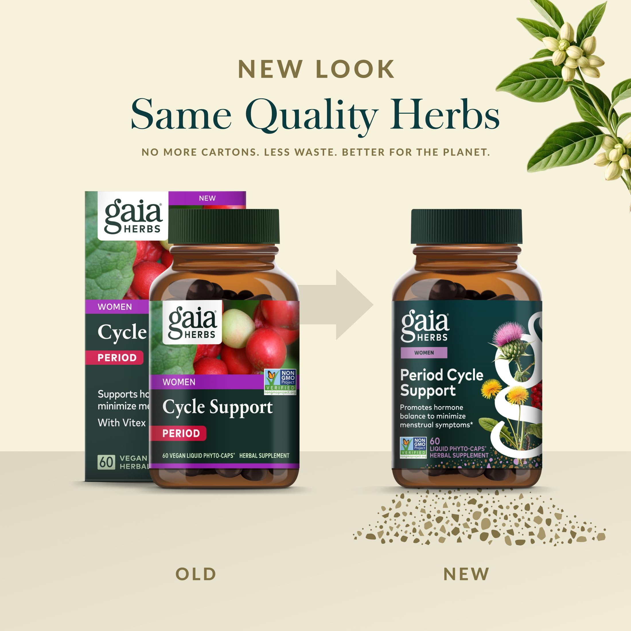 Gaia Herbs Period Cycle Support - Supports Hormone Balance & PMS Relief* - Herbal Supplement with Vitex Berry & Schisandra - Free from Gluten, Dairy & Soy - 60 Vegan Capsules (60 Servings) Gaia Herbs uk supplements