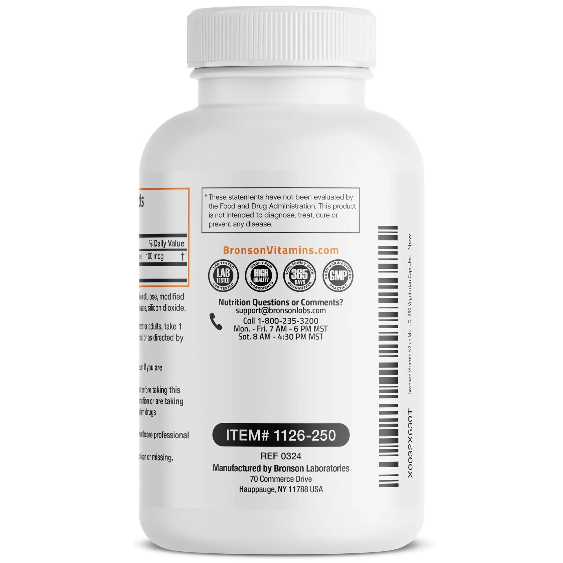 Bronson Vitamin K2 as MK-7 Menaquinone 100 mcg Non-GMO, 250 Capsules Bronson uk supplements