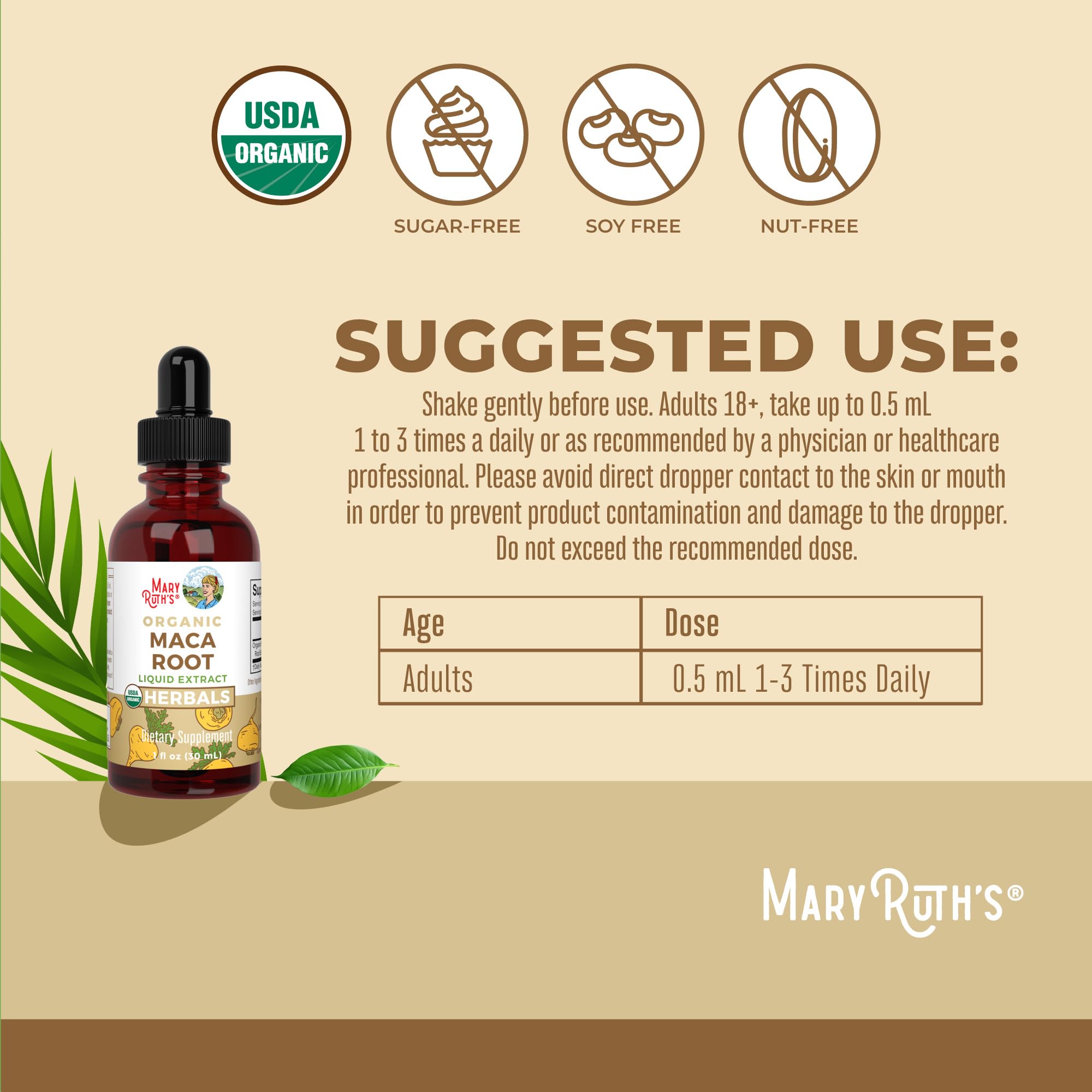 MaryRuth’s USDA Organic Maca Root Liquid Drops | Vegan | Non-GMO | Gluten Free | Alcohol Free | 1 Fl Oz MARYRUTH'S uk supplements