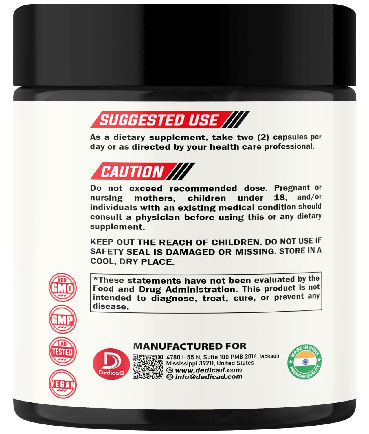 DEDICAD Wormwood Supplement - 120 Capsules Extracted from Black Walnut, Cloves, Turmeric, Apple, Berberine HCl & More - 11 Ingredients Combined for Immune System - 2-Month Supply DEDICAD uk supplements