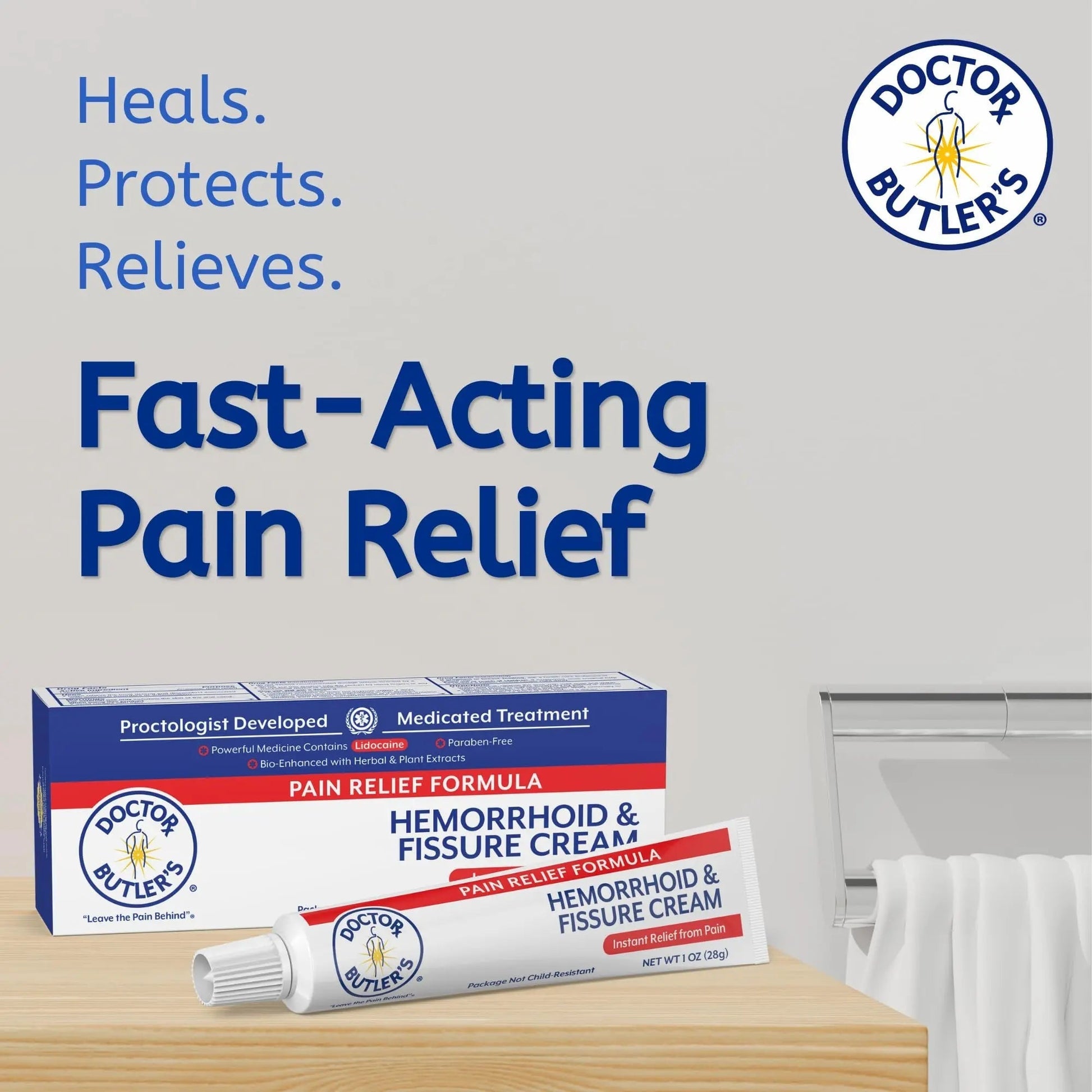 Doctor Butler's Hemorrhoid & Fissure Cream – Instant Pain Relief Hemorrhoid Treatment with Lidocaine, Fast Acting Hemorrhoid Cream for Relief from External Itching and Burning (1 oz.) Doctor Butler's uk supplements