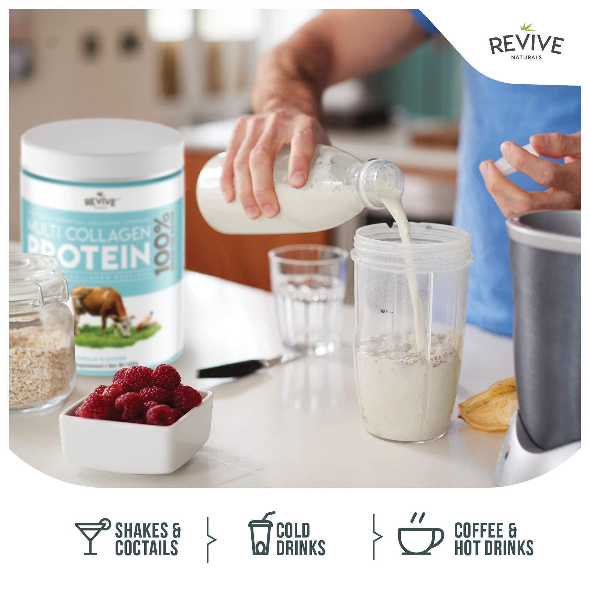 Vanilla Multi Collagen Protein Powder - 400g - Unsweetened - 5 Types of Collagen Peptides Revive Naturals uk supplements