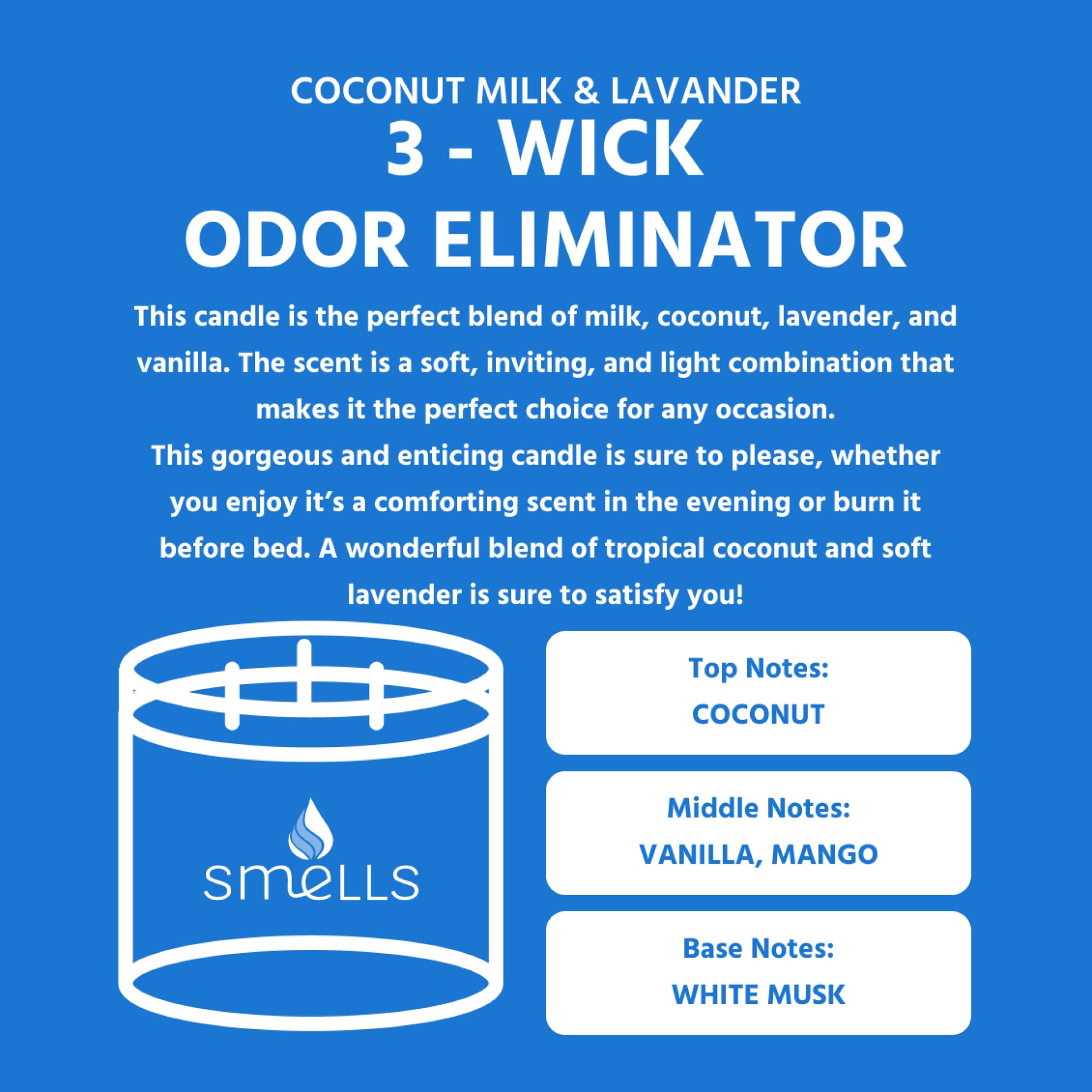 Smells - Odor Eliminator - Premium Soy Wax Jar Scented Candle 12oz. and 16oz. - 100% Cotton Single Wick SmellS uk supplements
