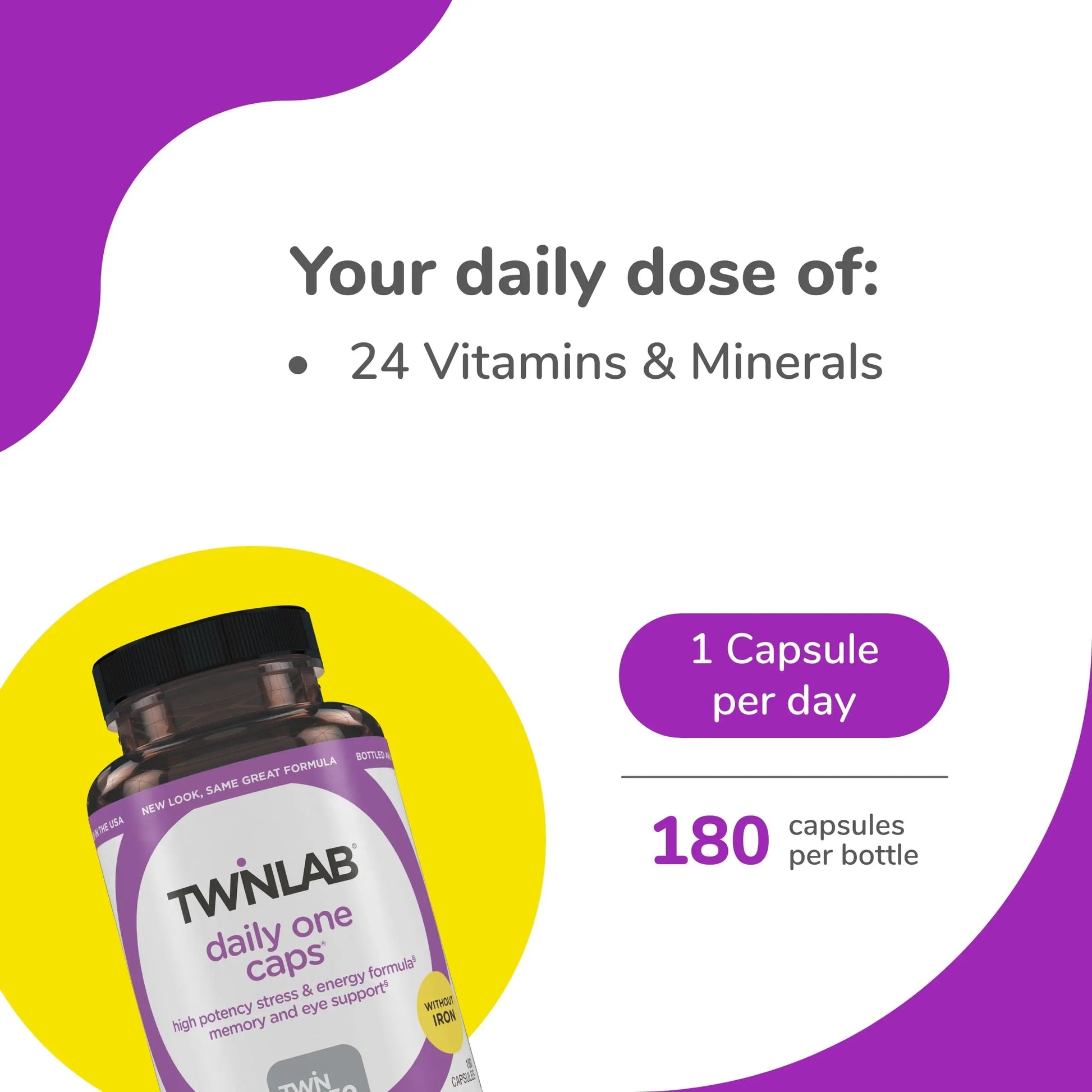 Twinlab Daily One Caps Without Iron - Nutritional Supplement with Zinc, B Vitamins, Magnesium, and More - 180 Capsules Twinlab uk supplements
