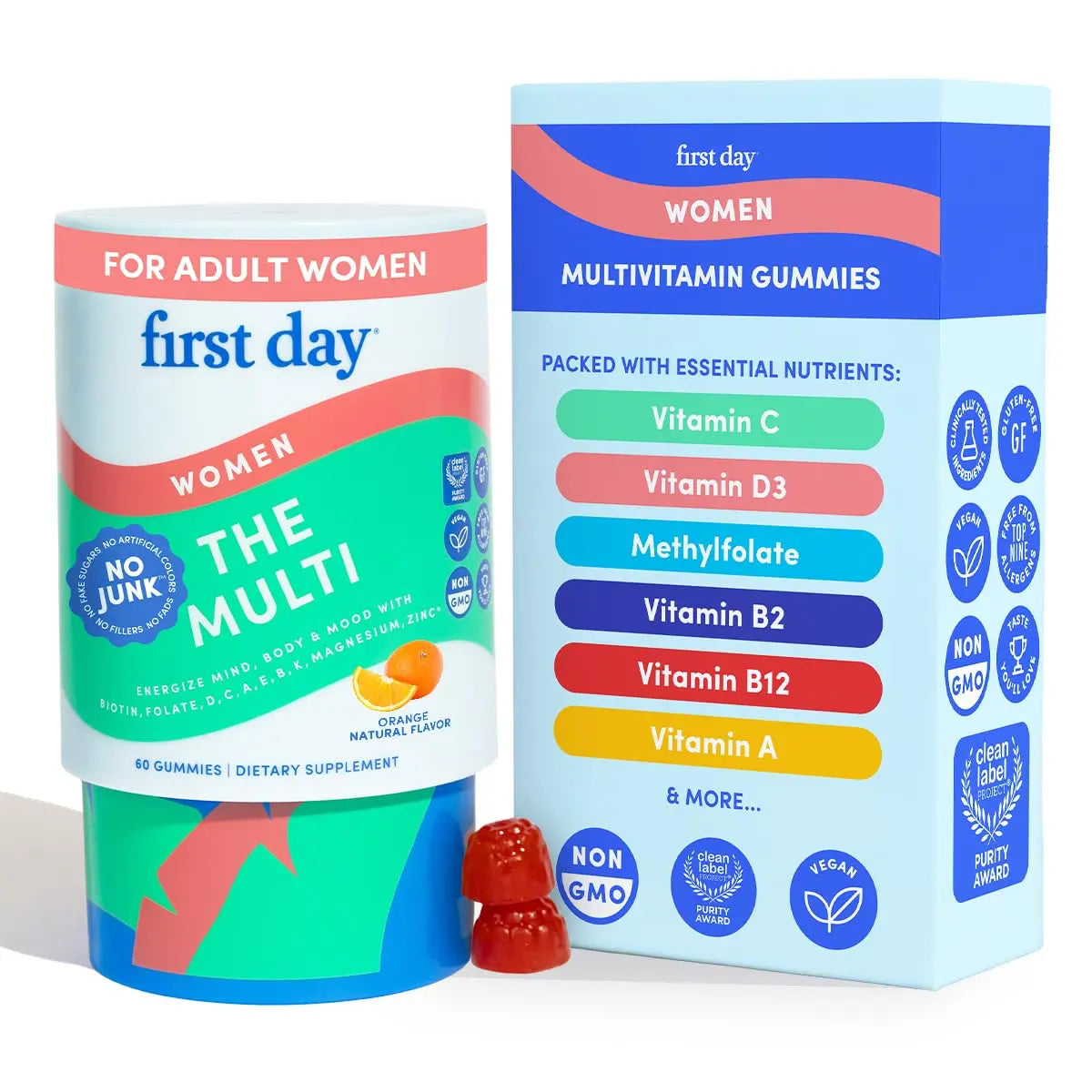 FIRST DAY Multivitamin for Women - Daily Womens Multivitamin Gummies - Vitamin A C D E B12, Magnesium, Zinc, Biotin – Vegan FIRST DAY uk supplements