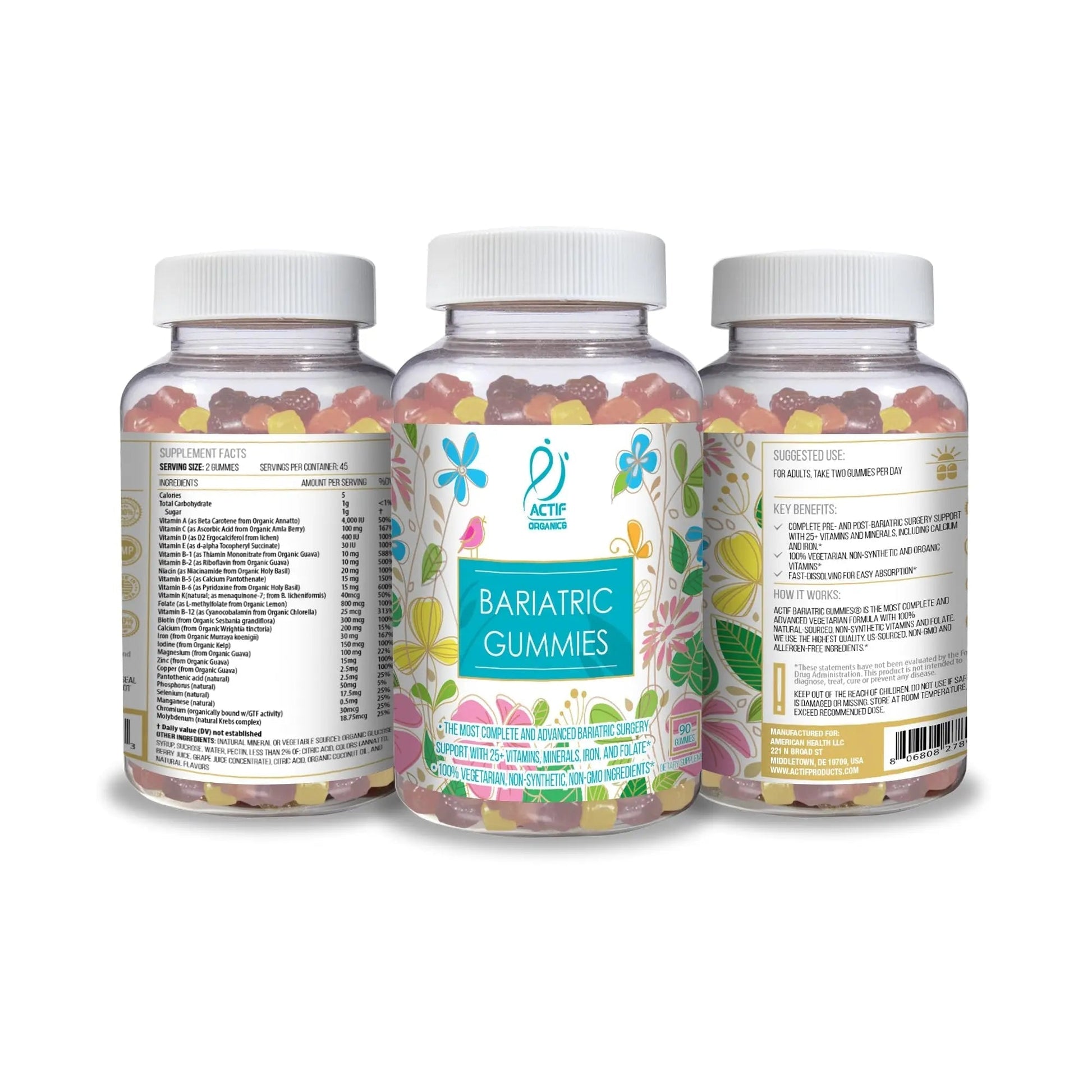 ACTIF Organic Bariatric Gummies with 25+ Organic Vitamins and Minerals for Bariatric Surgery, Advanced Formula ACTIF uk supplements