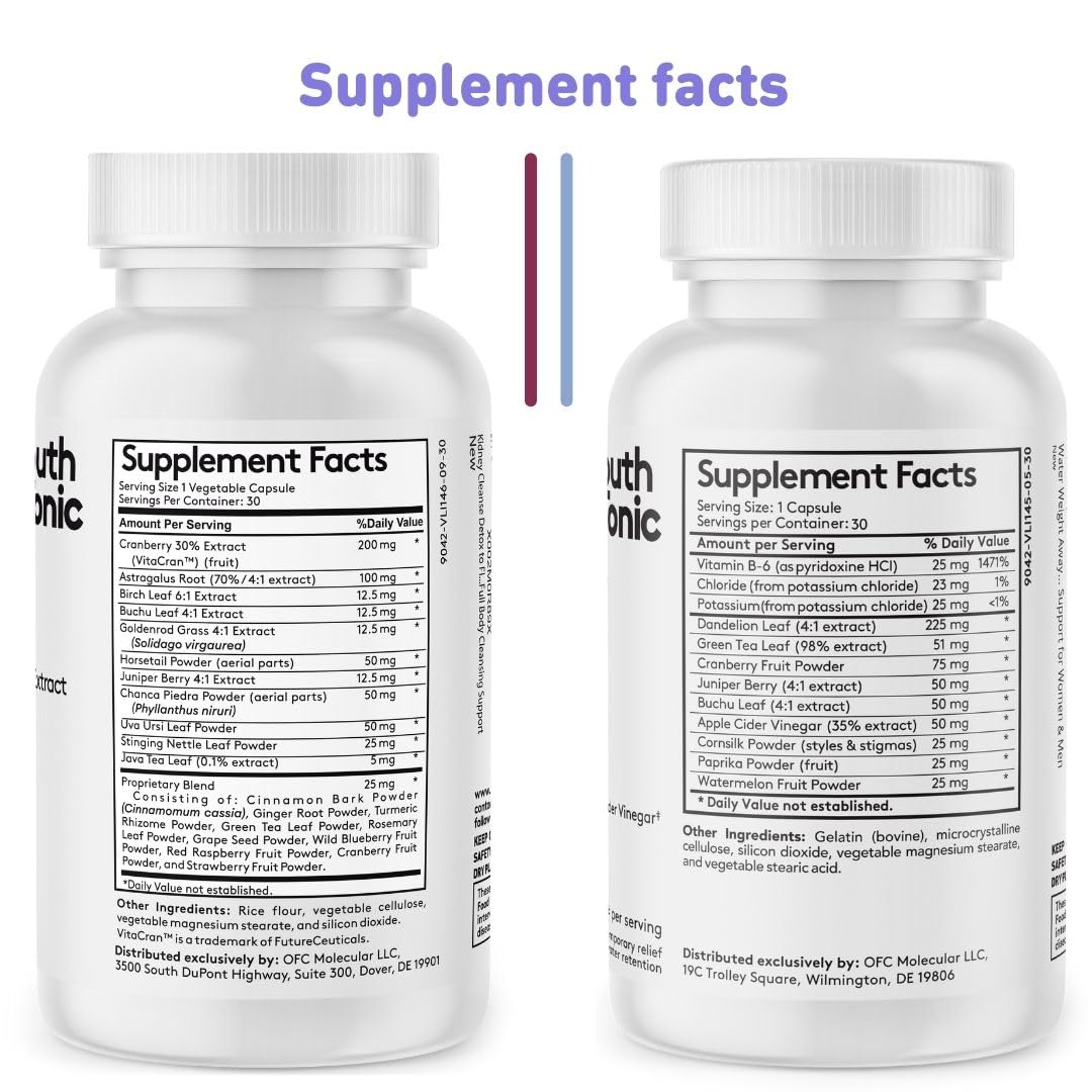 Youth & Tonic Daily Water Retention Pills for Kidney Cleanse Swelling and Excess Body Fluid Youth & Tonic uk supplements