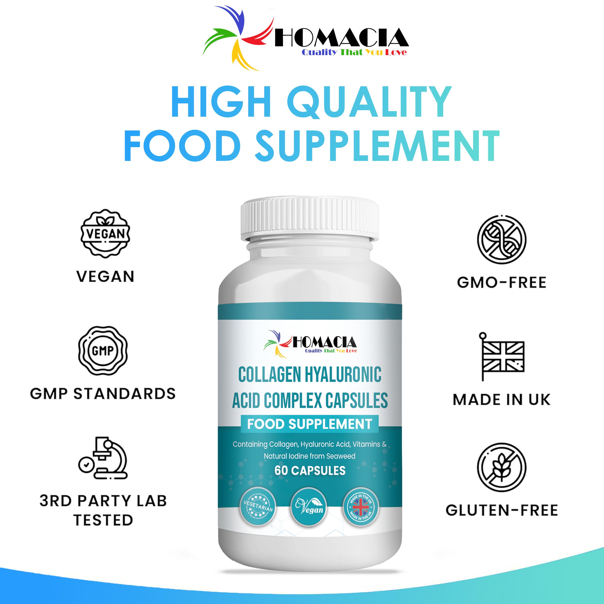 Homacia’s Collagen Capsules | Marine Collagen with Hyaluronic Acid | Pure Collagen Supplements for Women HOMACIA Quality That You love uk supplements
