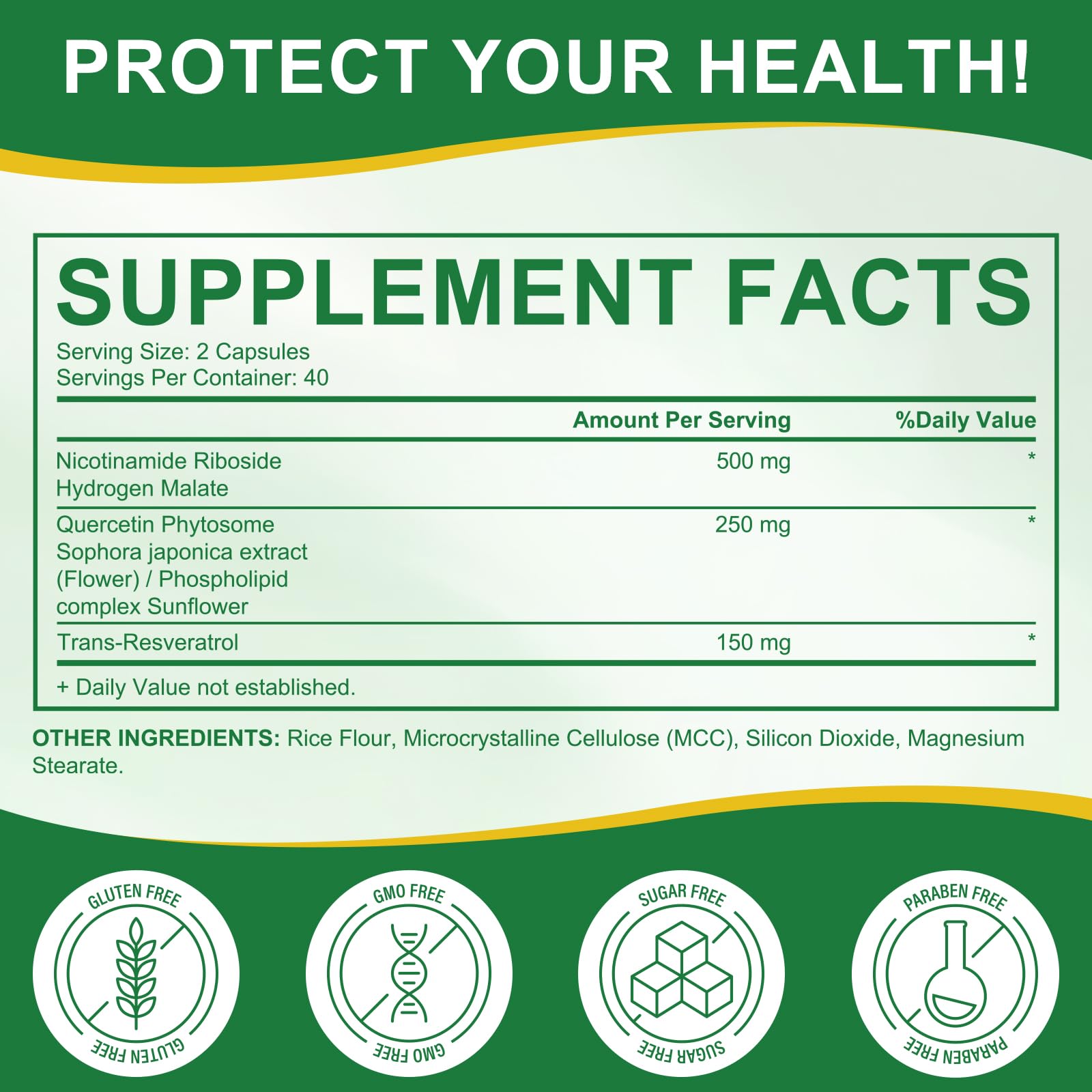 NAD Supplement with Nicotinamide Riboside - Resveratrol,Liposomal Nicotinamide Riboside,Quercetin - High Purity NAD Supplement for Anti-Aging, Focus, Energy 160 Capsules (2 Bag) Ruduwu uk supplements