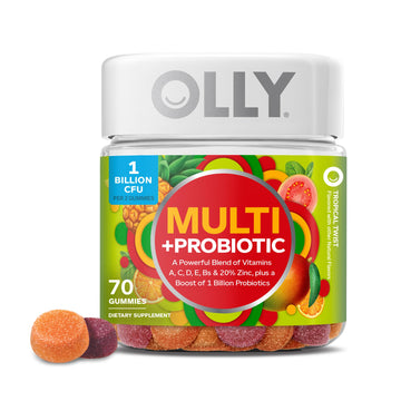 OLLY Multi + Probiotic Adult Multivitamin Gummy, 1 Billion CFUs, Digestive and Immune Support Chewable Supplement, Tropical Twist, 35 Day Supply - 70 Count OLLY uk supplements