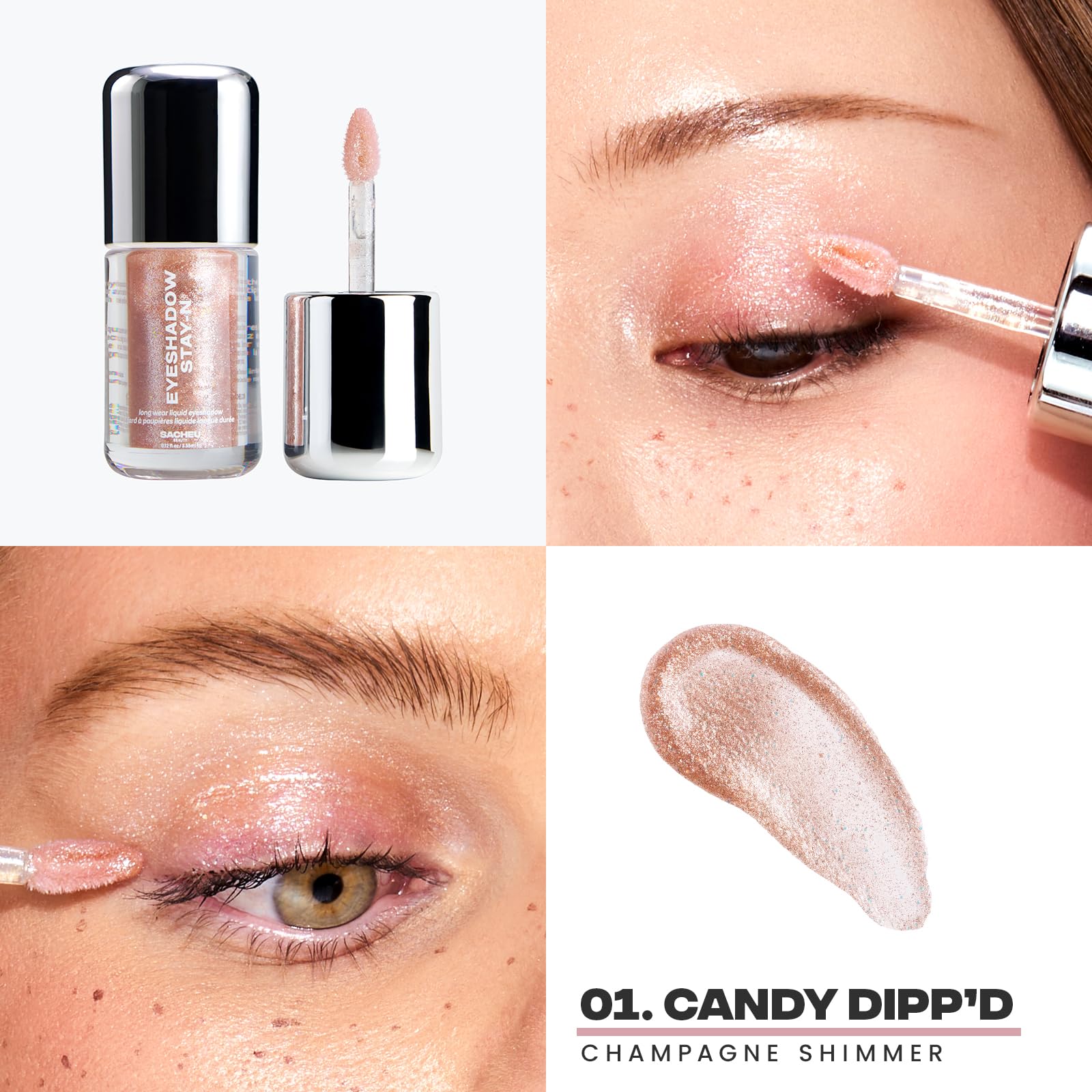 Sacheu Liquid Eyeshadow STAY-N Longwear Eye Makeup — Buildable Highly Pigmented & Blendable Eye Shadow Cream in Matte & Shimmer Finishes, Candy Dipp’d Sacheu uk supplements