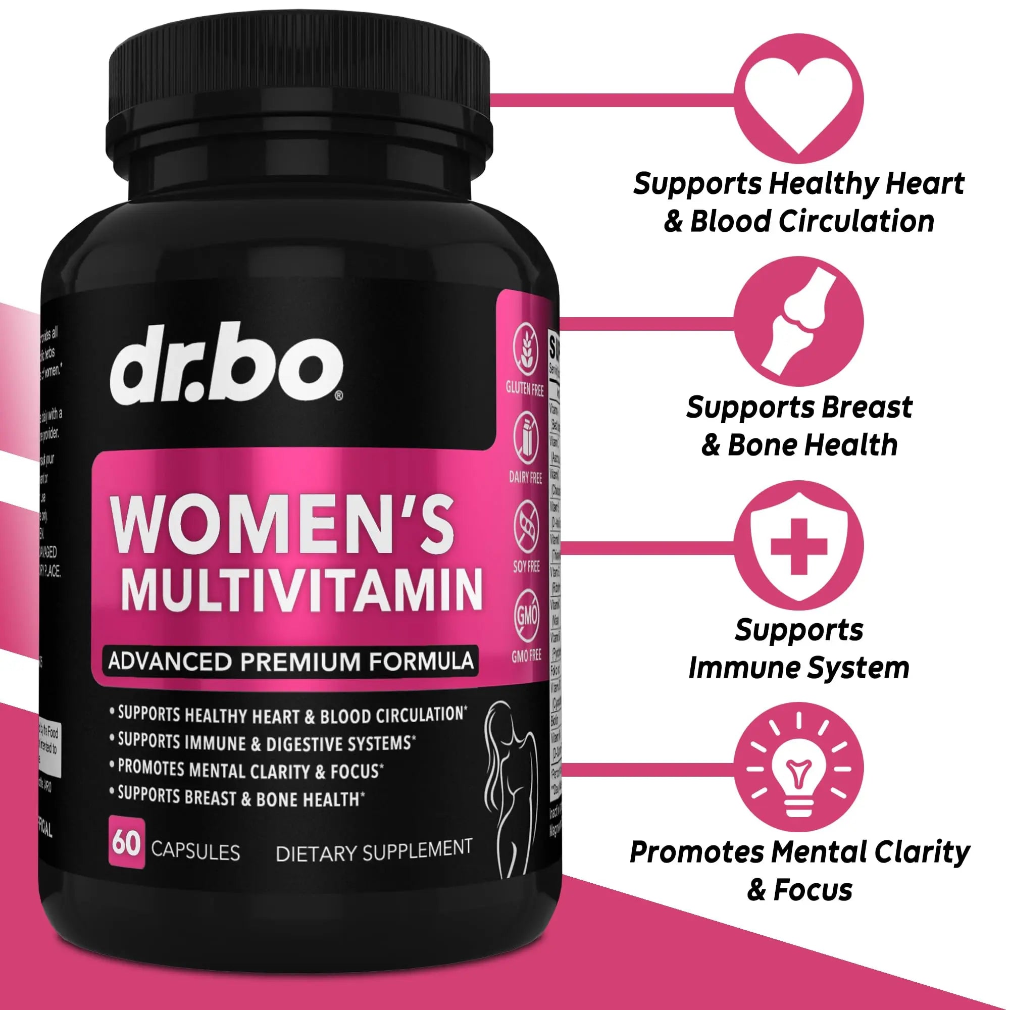 Womens Multivitamin - Natural Daily Multi Vitamins for Women - Womans Energy Vitamin DR. BO uk supplements