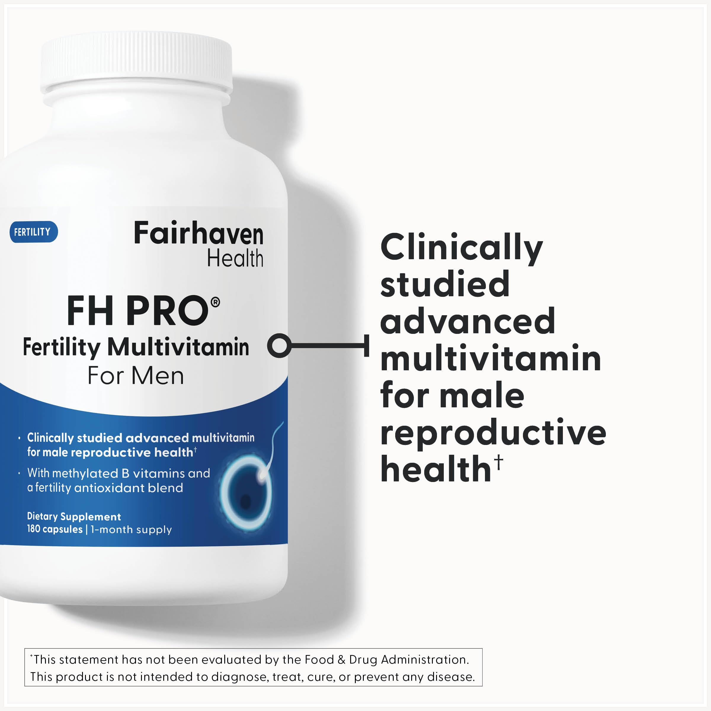 Fairhaven Health FH Pro for Men | Clinically Studied Premium Prenatal Fertility Supplements for Men | Male Fertility Supplements | Count and Motility Support Pre-Conception for Him | 180 Capsules Fairhaven Health uk supplements