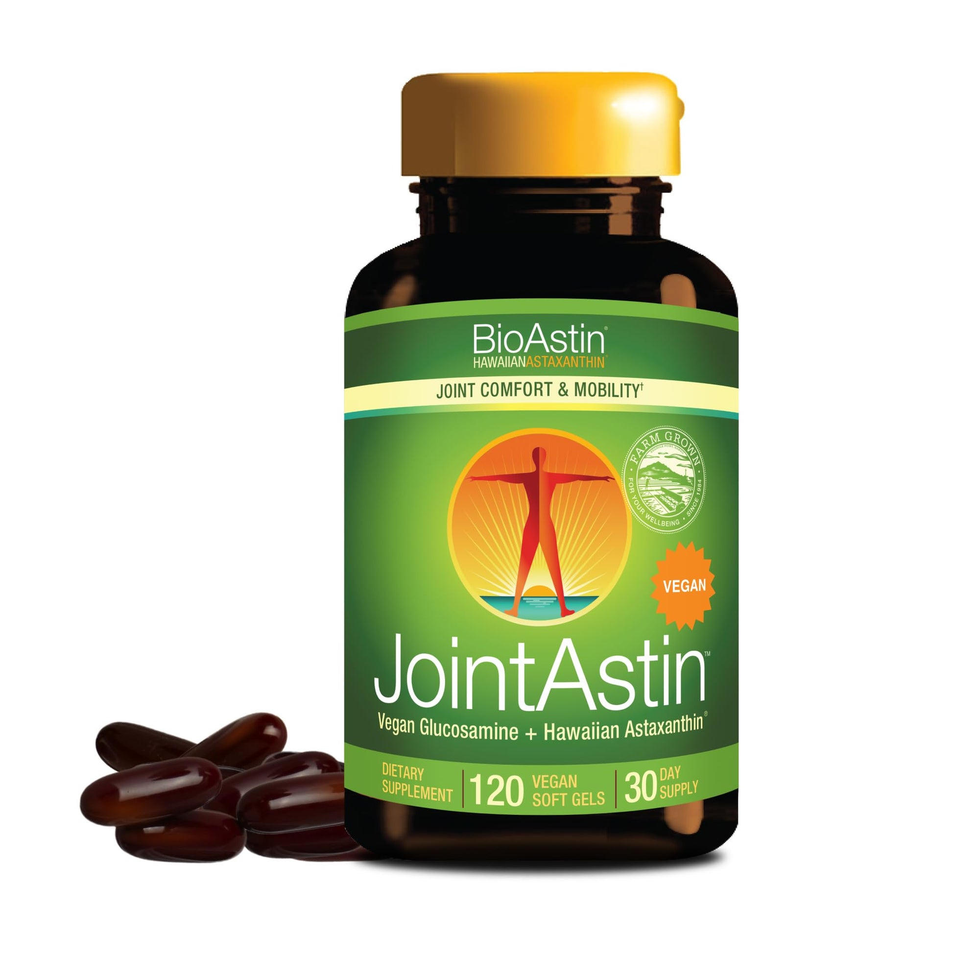 Nutrex Hawaii JointAstin - 12 mg, 120 Softgels - Joint Support Supplement with Glucosamine & BioAstin Hawaiian Astaxanthin - Farm-Direct Antioxidant Supplement Joint, Eye, Skin & Immune System Health* Nutrex Hawaii uk supplements