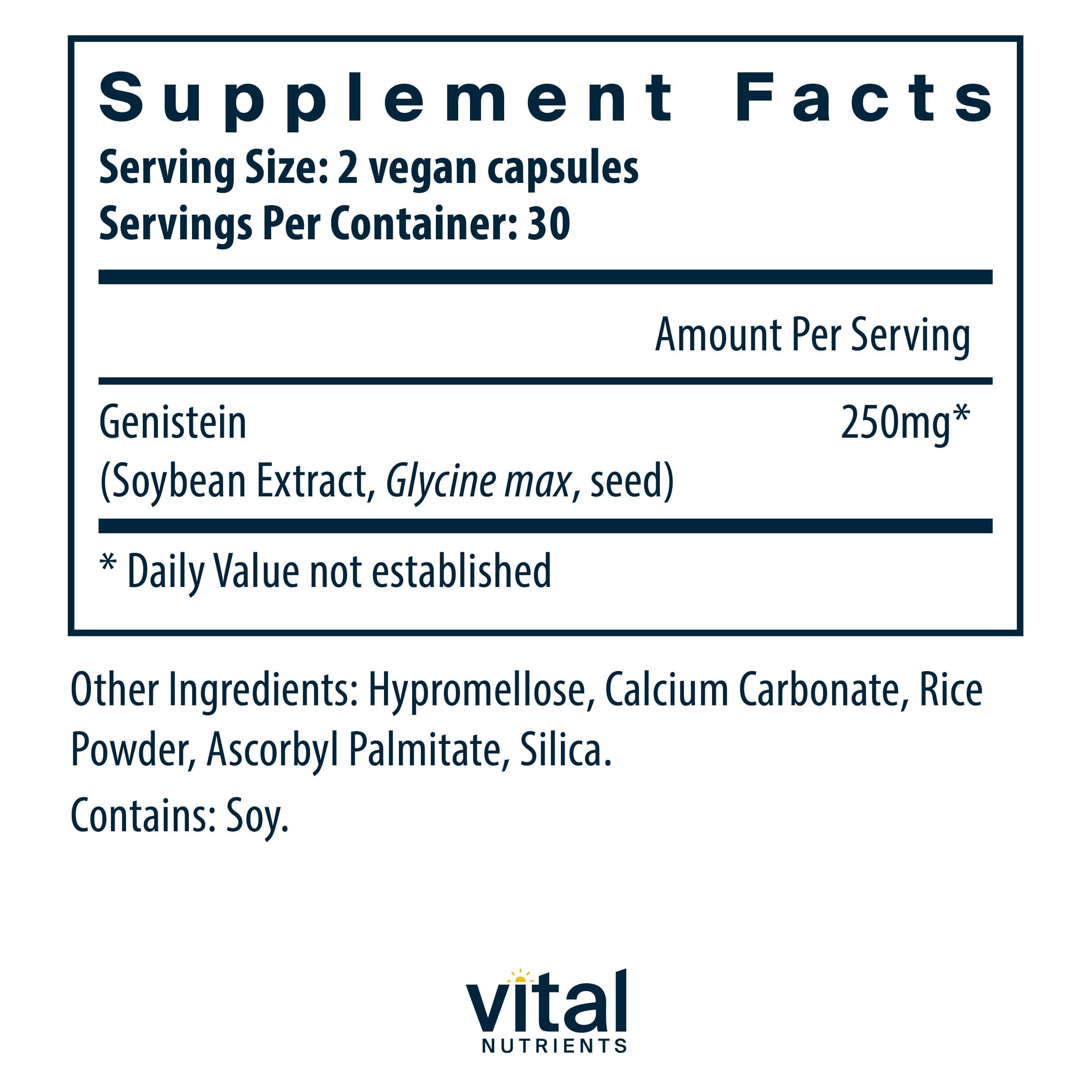 Vital Nutrients Genistein - Easily Absorbed Isoflavones for Bone Health Support* - Vegan Supplement - Gluten and Dairy Free - Non-GMO - 60 Capsules Vital Nutrients uk supplements