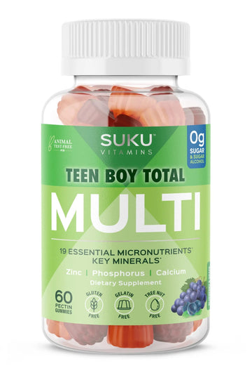 SUKU Teen Boy Multivitamin Gummies – Vitamins A, B12, C, D3, E, Zinc & Biotin – Sugar-Free Vegetarian Supplement SUKU uk supplements