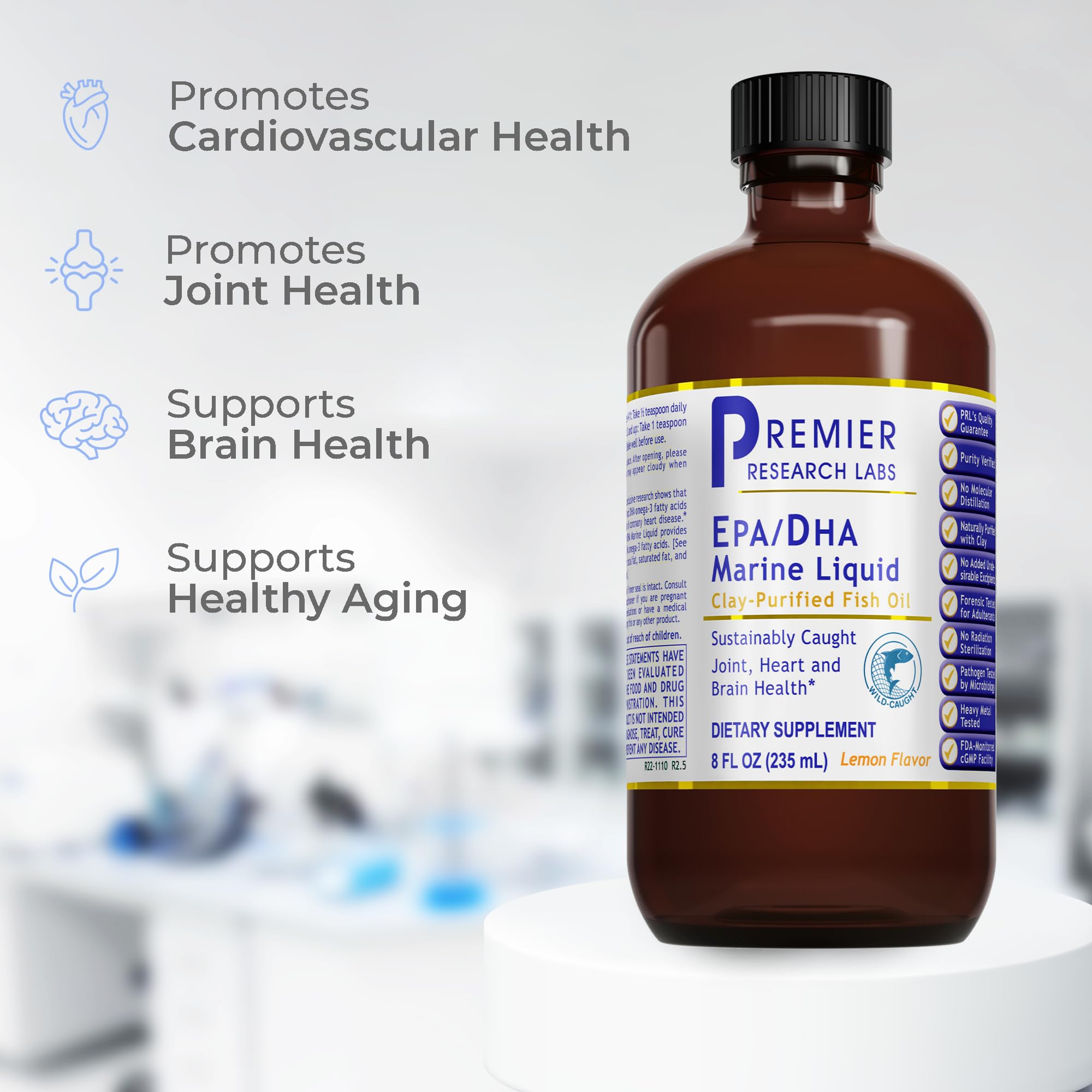 Premier Research Labs EPA/DHA Marine Liquid - Omega 3 Fish Oil Liquid, Omega 3 Liquid Fish Oil Supplement for Adults, Joint, Heart, & Brain Health Support - 8 Fl Oz Bottle Premier Research Labs uk supplements