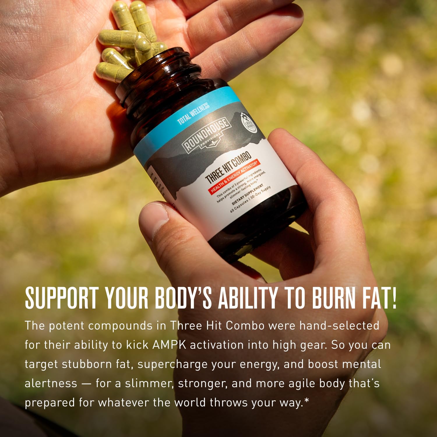 ROUNDHOUSE PROVISION Three Hit Combo by Chuck Norris – Fat Burner, Energy Booster & Wellness Support – 30-Day Supply (60 Capsules) ROUNDHOUSE PROVISION uk supplements