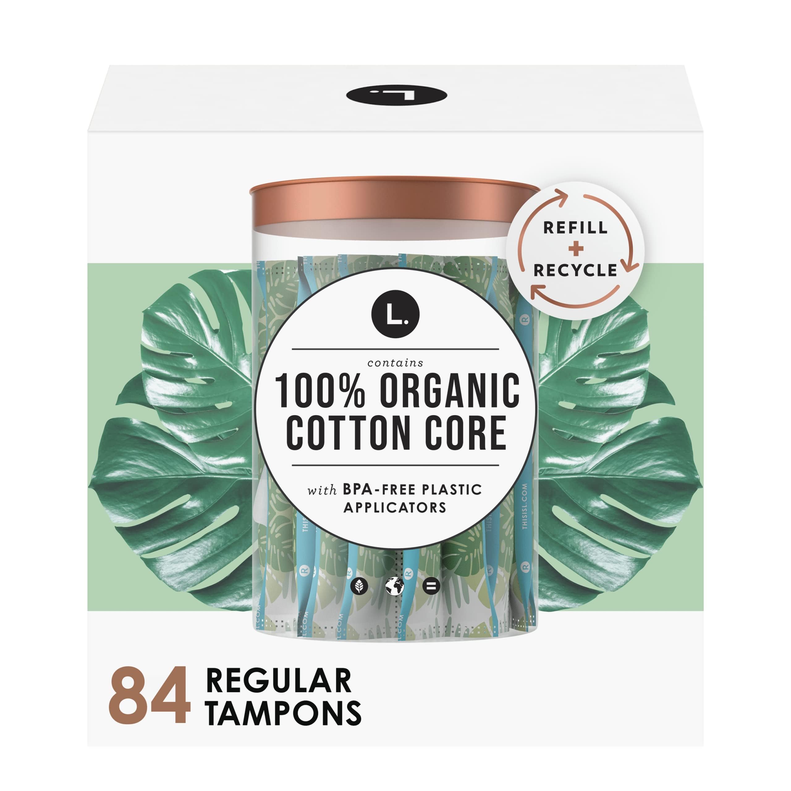 L. Organic Cotton Tampons - Regular 42 Count x 2 Packs (84 Count Total) (Packaging May Vary) L. uk supplements