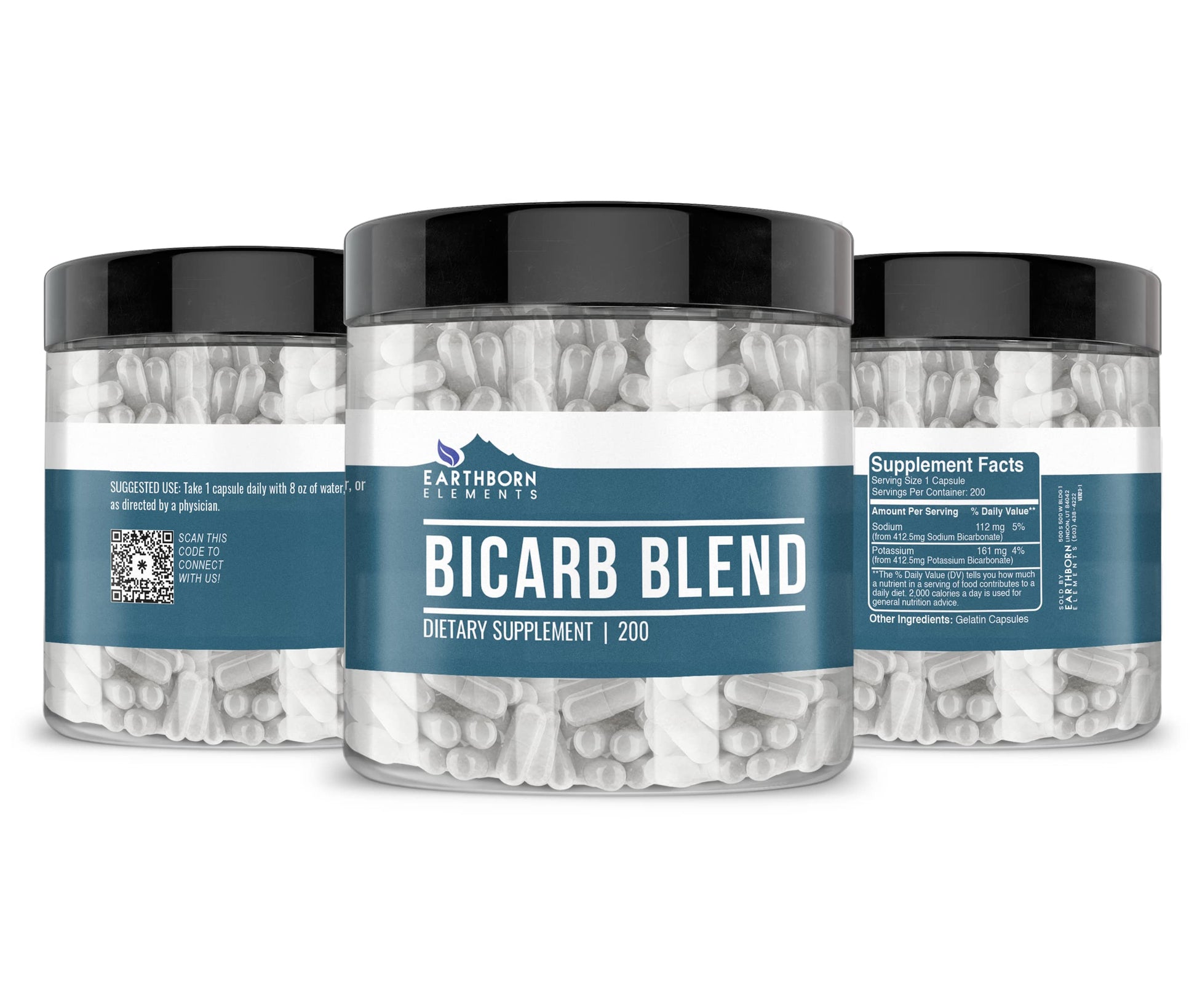 Earthborn Elements Bicarb Blend 200 Capsules, Pure & Undiluted, No Additives Earthborn Elements uk supplements