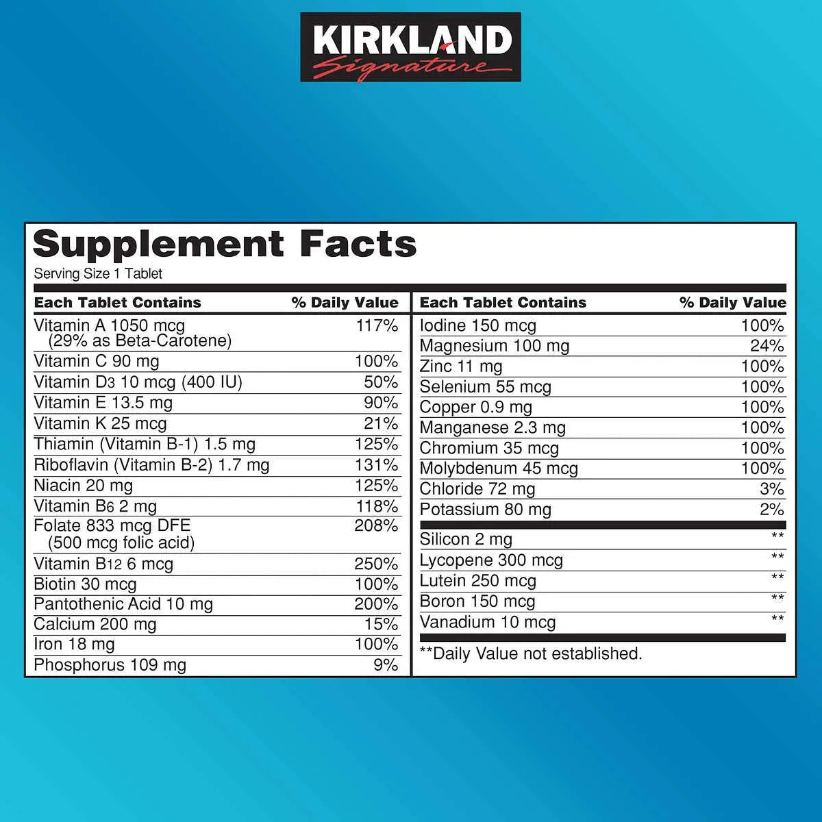 Kirkland Signature Daily Multi, 500 Tablets (2 Pack) KIRKLAND uk supplements