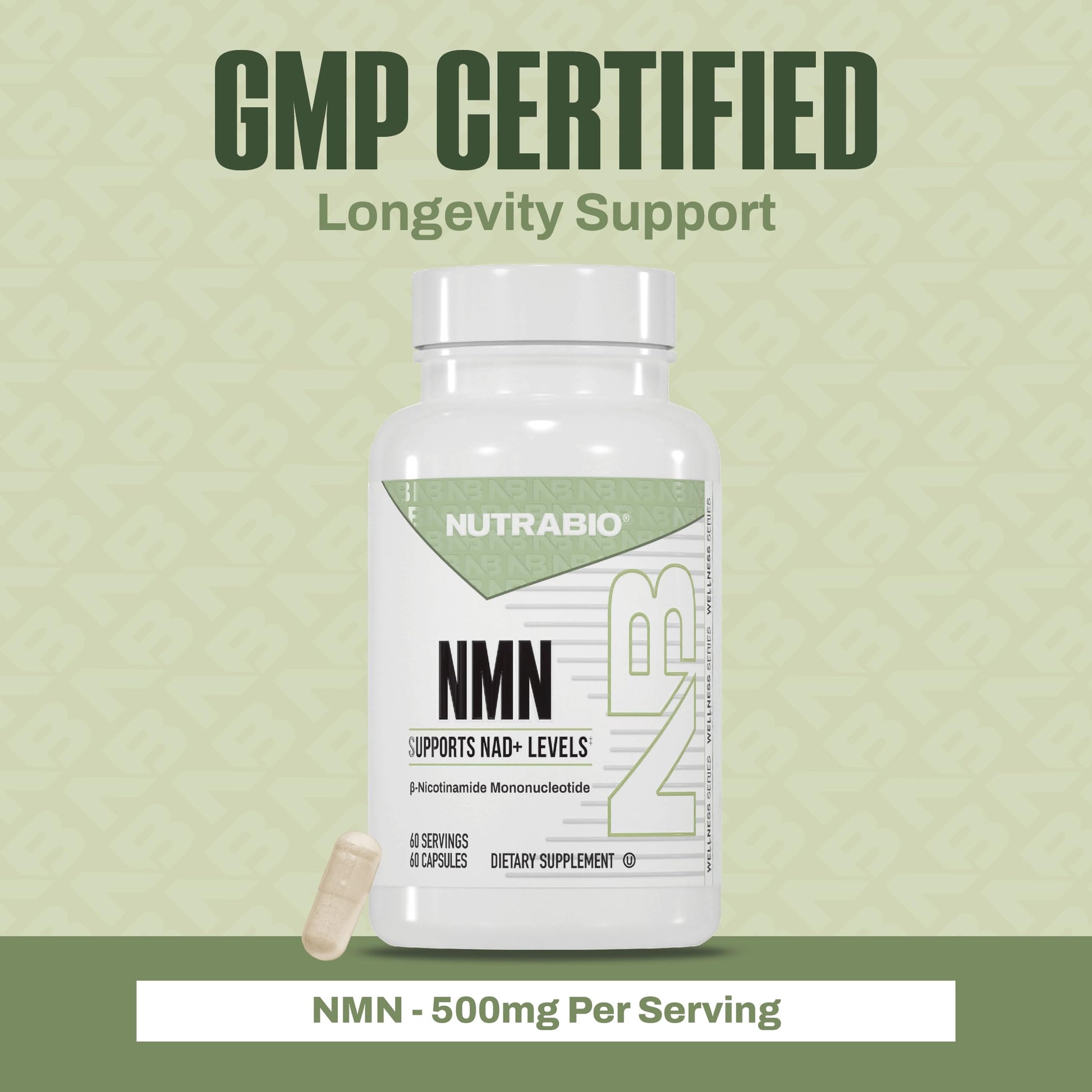 NutraBio NMN - NAD Supplement, Longevity Support, Boost NAD Levels, Increase Cellular Energy, Brain Health, Healthy Aging- 60 Servings- 60 Capsules NutraBio uk supplements