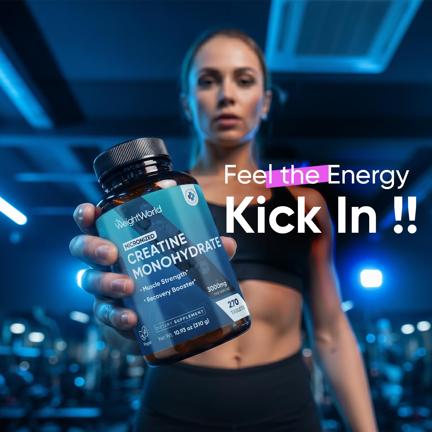 WeightWorld Micronized Creatine Monohydrate 3000mg Tablets - Muscle Growth, Strength, Energy & Recovery | Pre Workout Creatine for Women & Men | 1000mg per Tab WeightWorld uk supplements