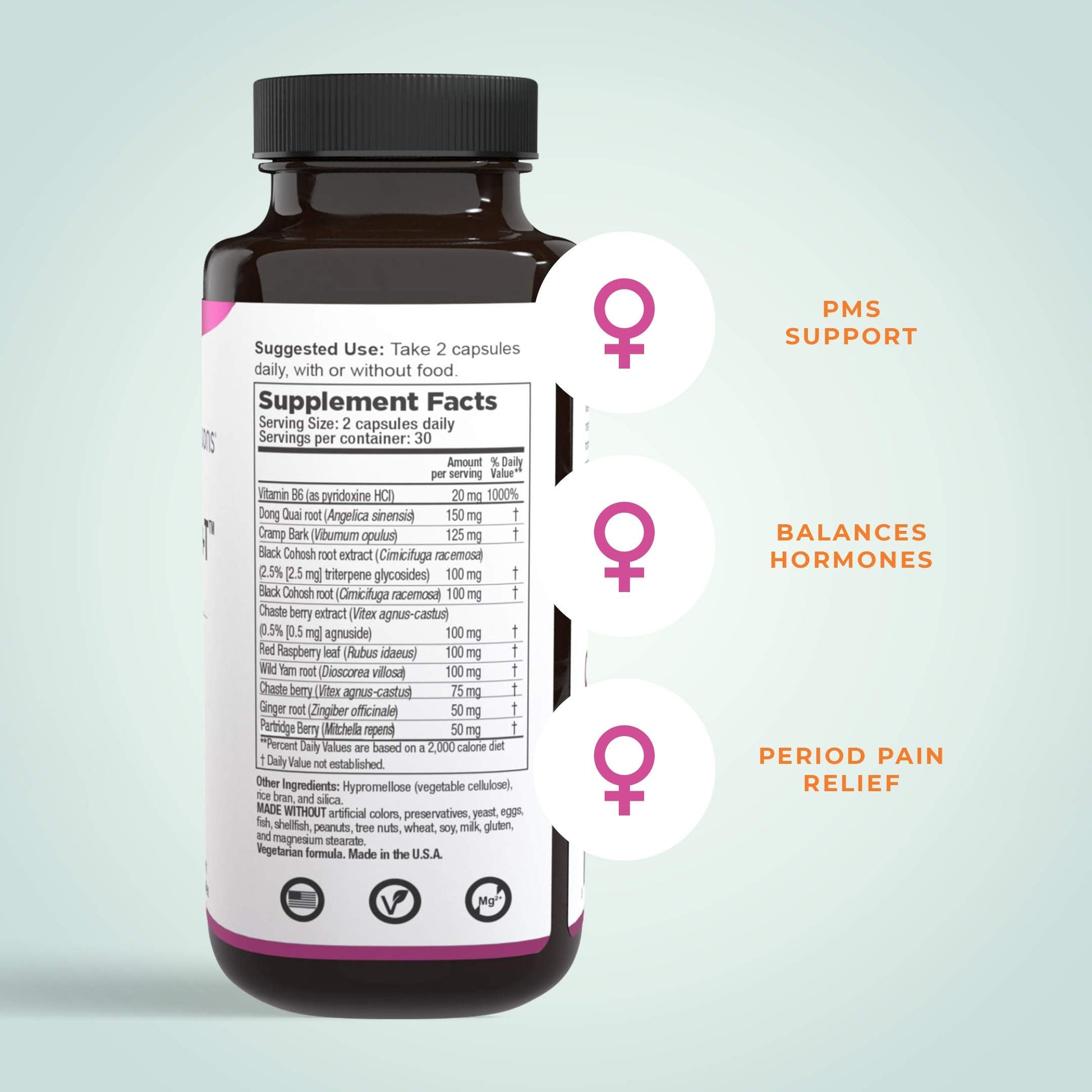 PreMense-T - PMS Relief Supplement - Ginger, Cramp Bark, Black Cohosh, Dong Quai, Chasteberry & Vitamin B6 LifeSeasons uk supplements