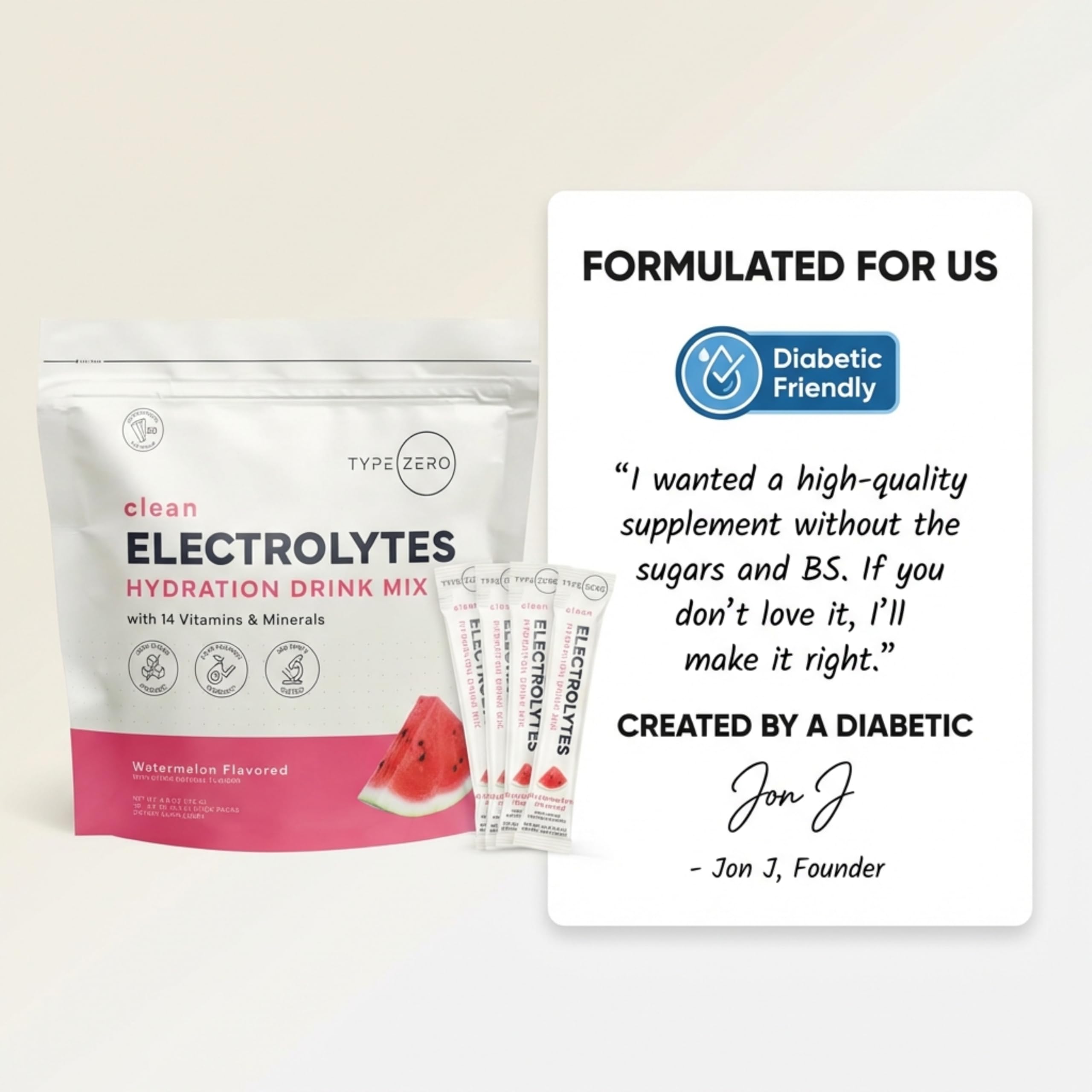 Type Zero Sugar Free Electrolytes Powder Packets + Clean Hydration Powder Stick Packs with 14 Vitamins and Minerals - Watermelon Flavor, 30 Servings Type Zero uk supplements