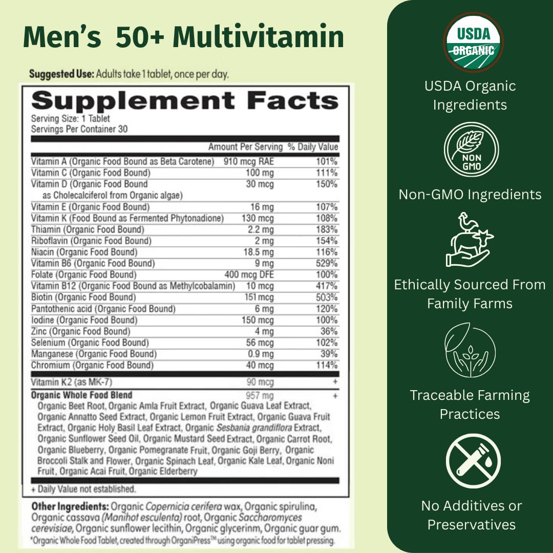 EarthFirst Organic Women's & Men's 50+ Once Daily Multi Bundle,19 Vitamins from Herbs & Superfoods, 30 Count EarthFirst Organic uk supplements