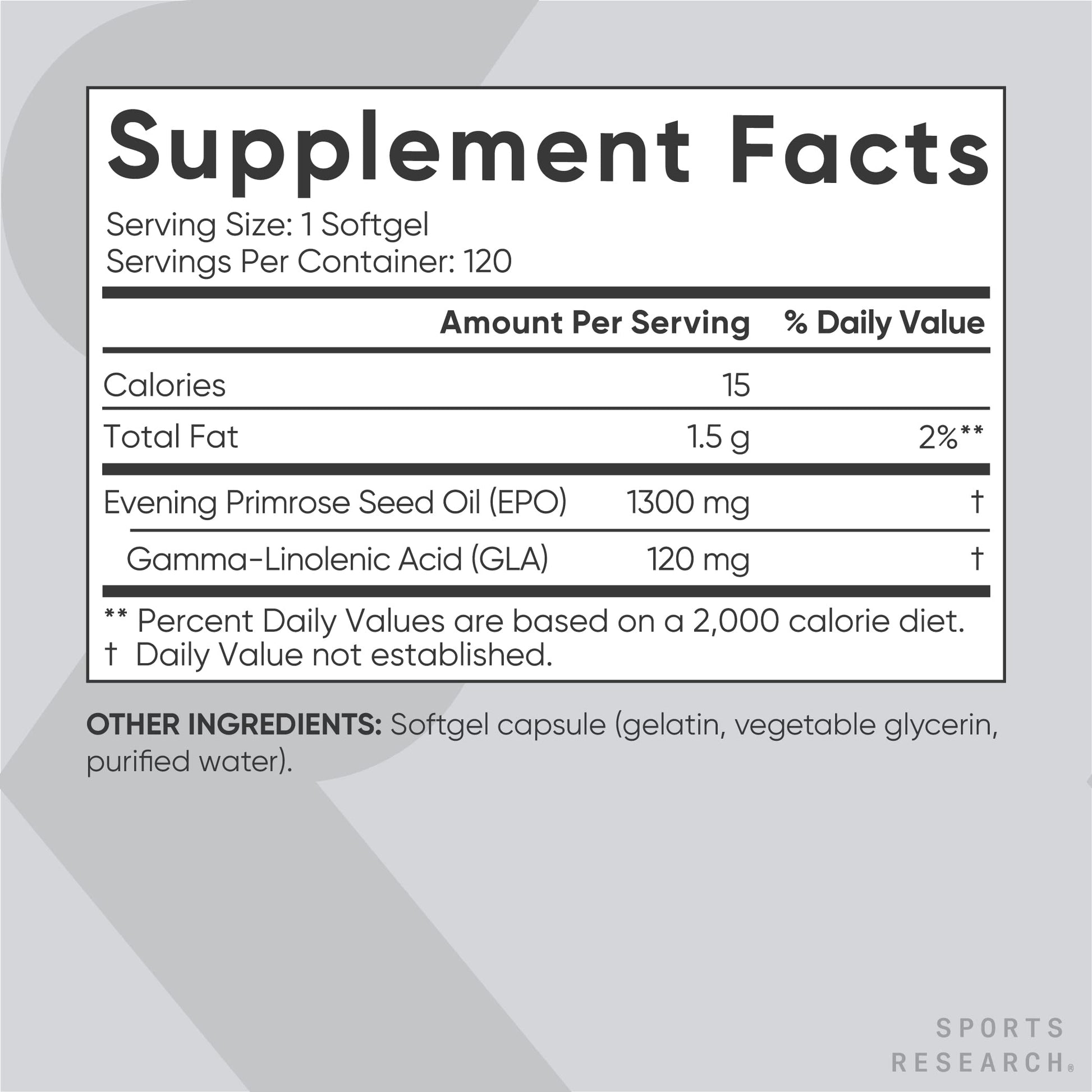 Sports Research Evening Primrose Supplement from Cold Pressed Oil Sports Research uk supplements