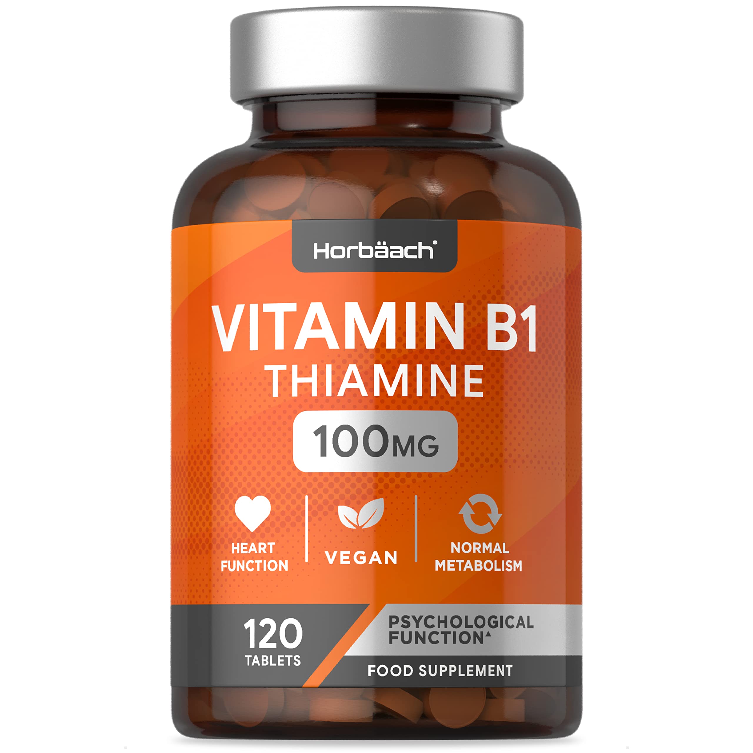 Vitamin B1 Thiamine High Strength 100mg | 120 Vegan Tablets | No Artificial Horbäach uk supplements