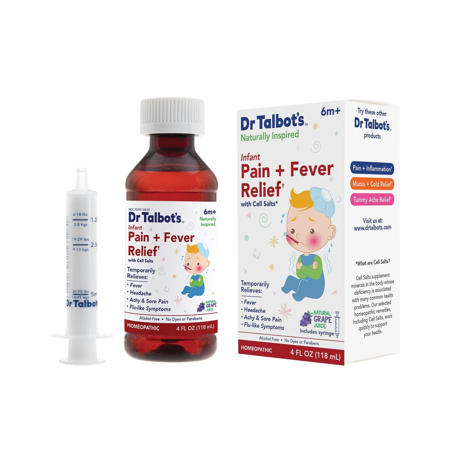 Dr. Talbot's Infant Pain and Fever Relief Liquid Medicine - 4 fl oz - 6+ Months - Grape Juice Flavor - No Alcohol, Dyes, or Parabens - Baby Essentials Dr. Talbot's uk supplements