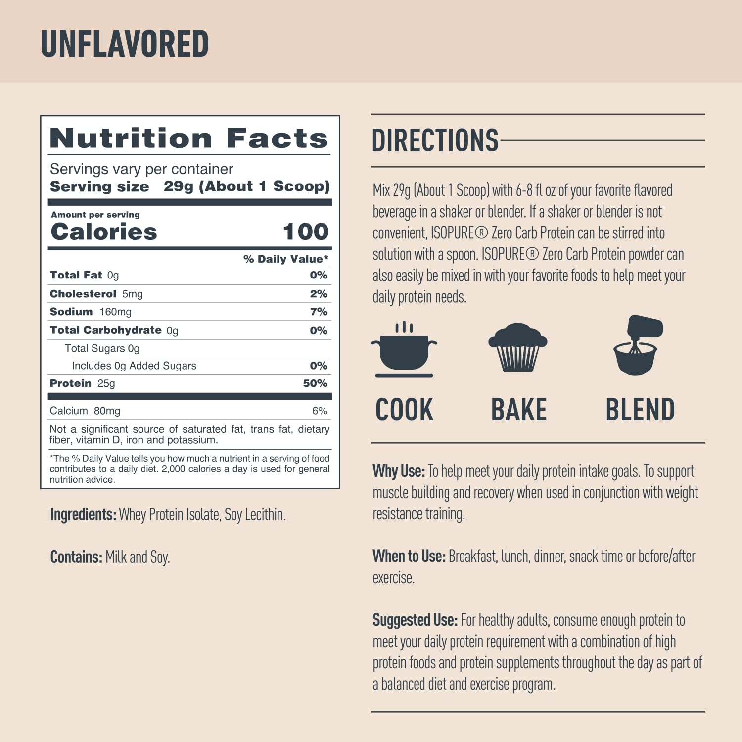 Isopure Unflavored Protein, 25g Whey Isolate, Zero Carb & Keto Friendly, 47 Servings Isopure uk supplements